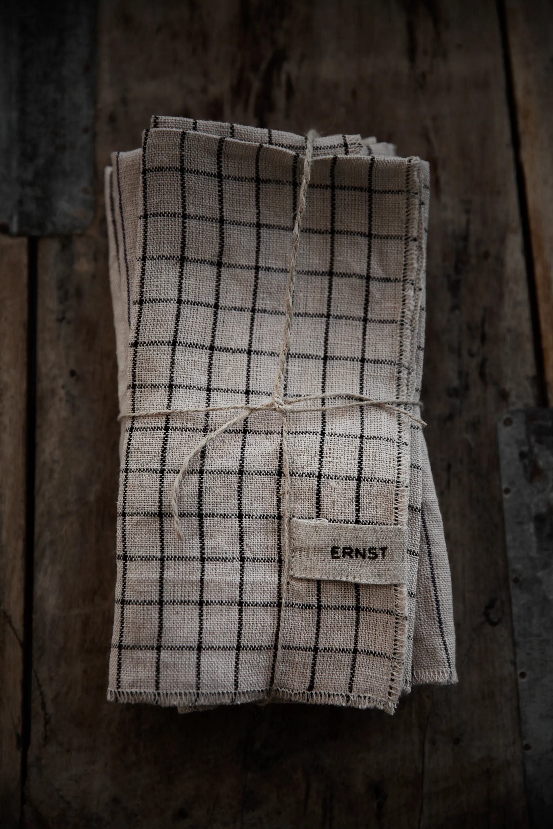 Ernst餐巾2件装格子40x40cm, 黑米色 ERNST
