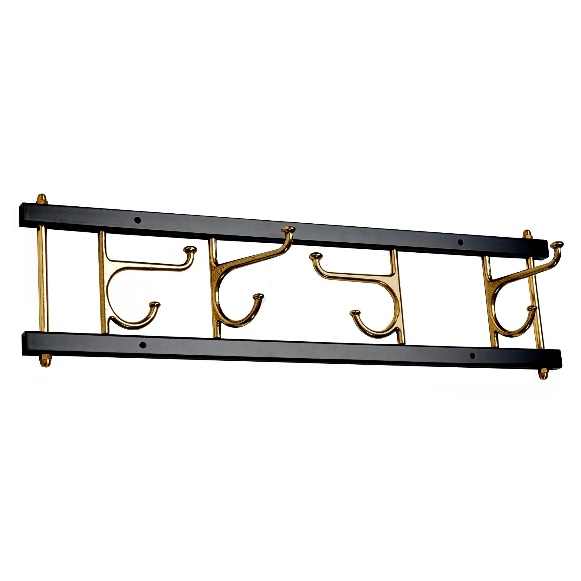 Maxi 4 Dekorativ hook rail, 黑色-brass Essem Design