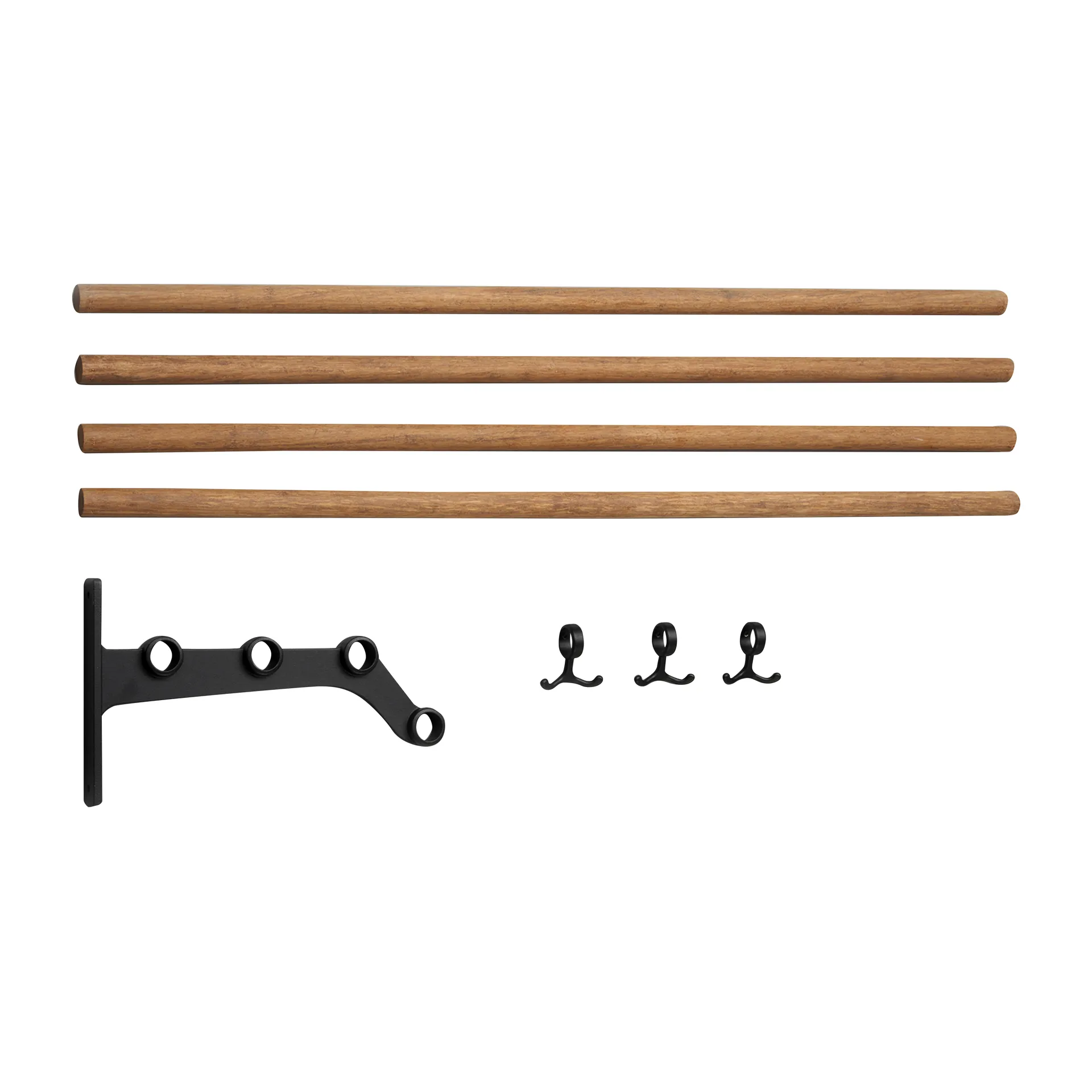 Nostalgi 291 inbuilt hat rack 100 cm, Bamboo-黑色 Essem Design