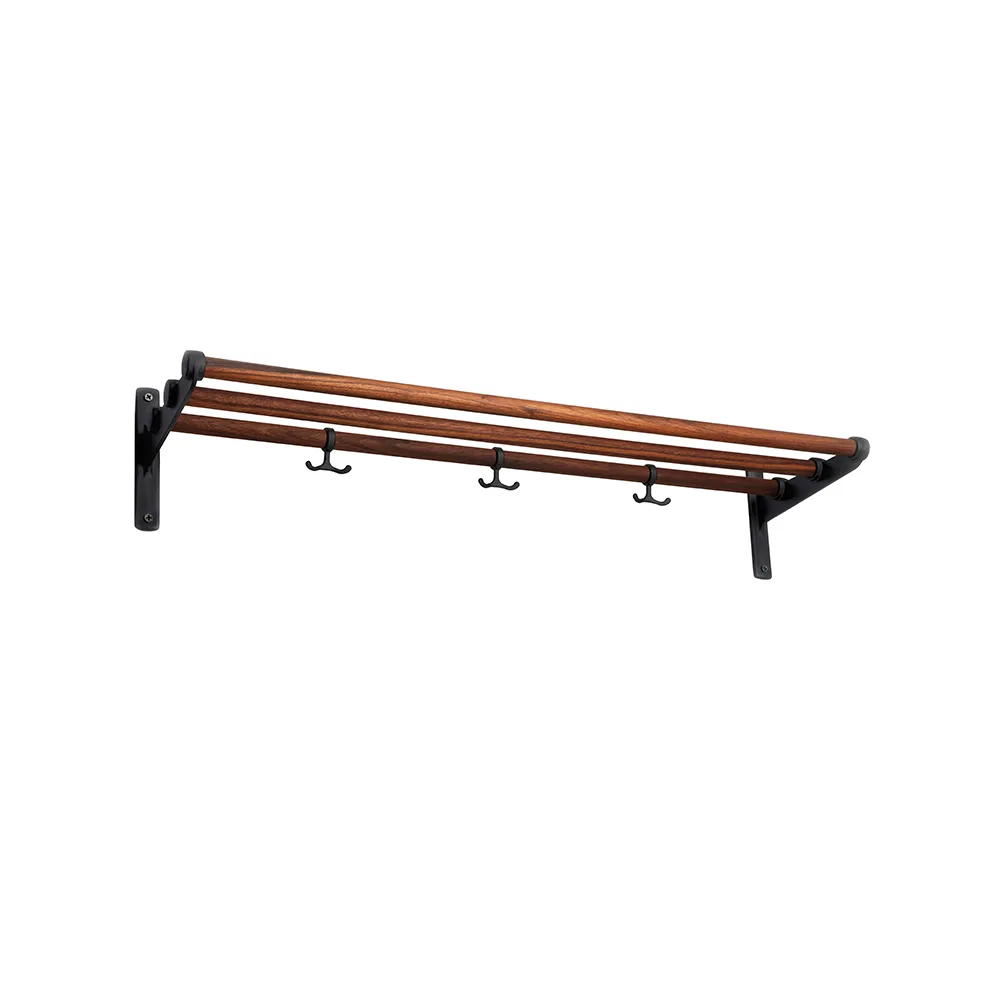 Nostalgi 复古风格鞋帽两用置物架, 胡桃木色_黑色支架 Essem Design