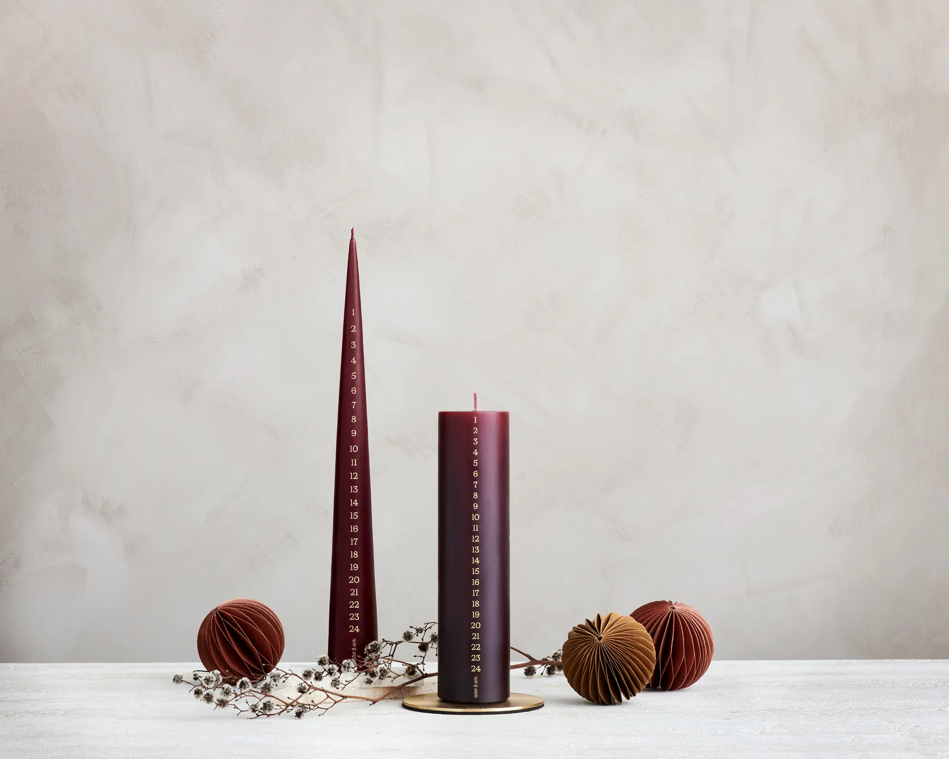 ester & erik advent 蜡烛 25 cm, 44/2 deep 酒红色 ester & erik
