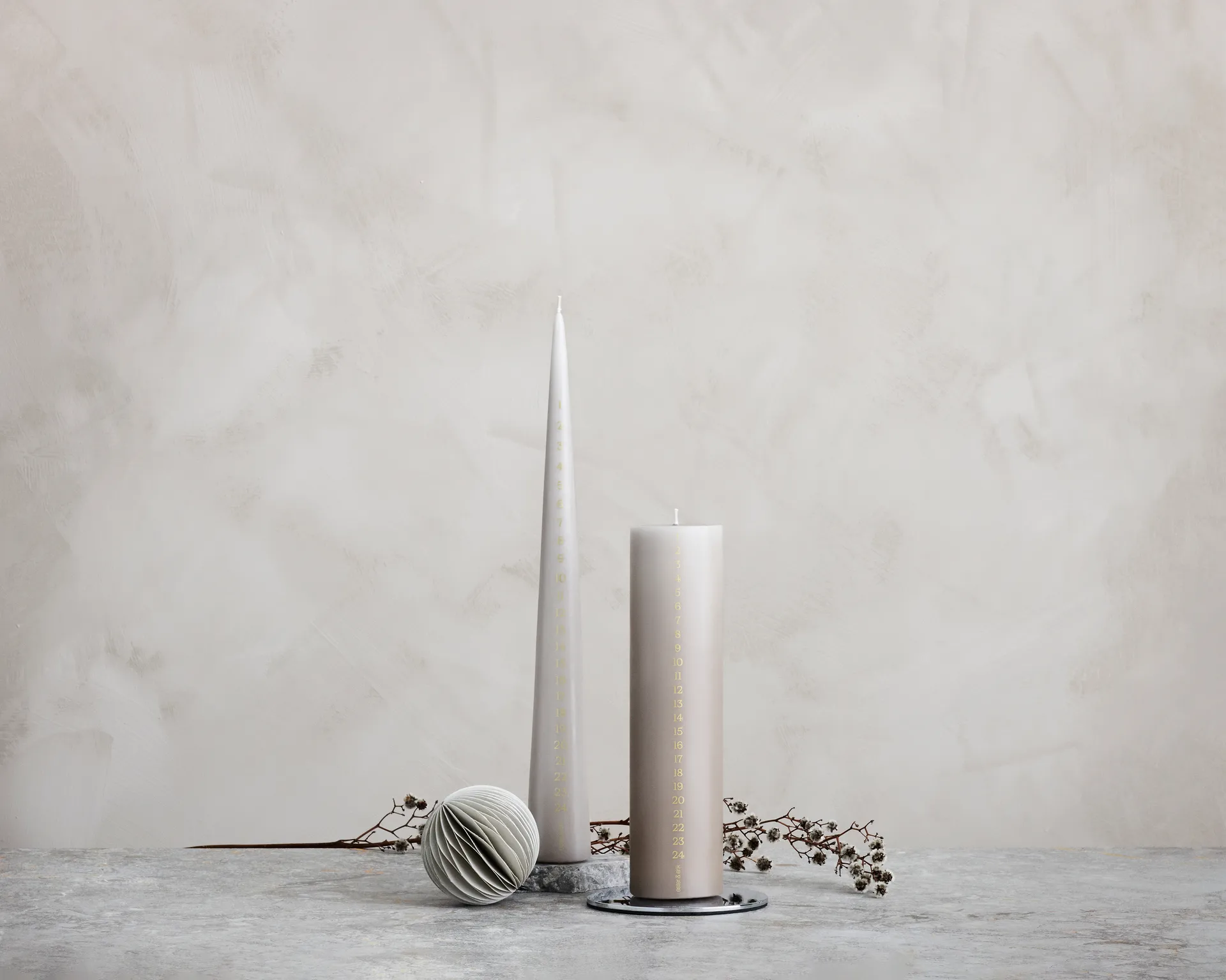 ester & erik advent 蜡烛 37 cm, 22 亚麻色 灰色 ester & erik