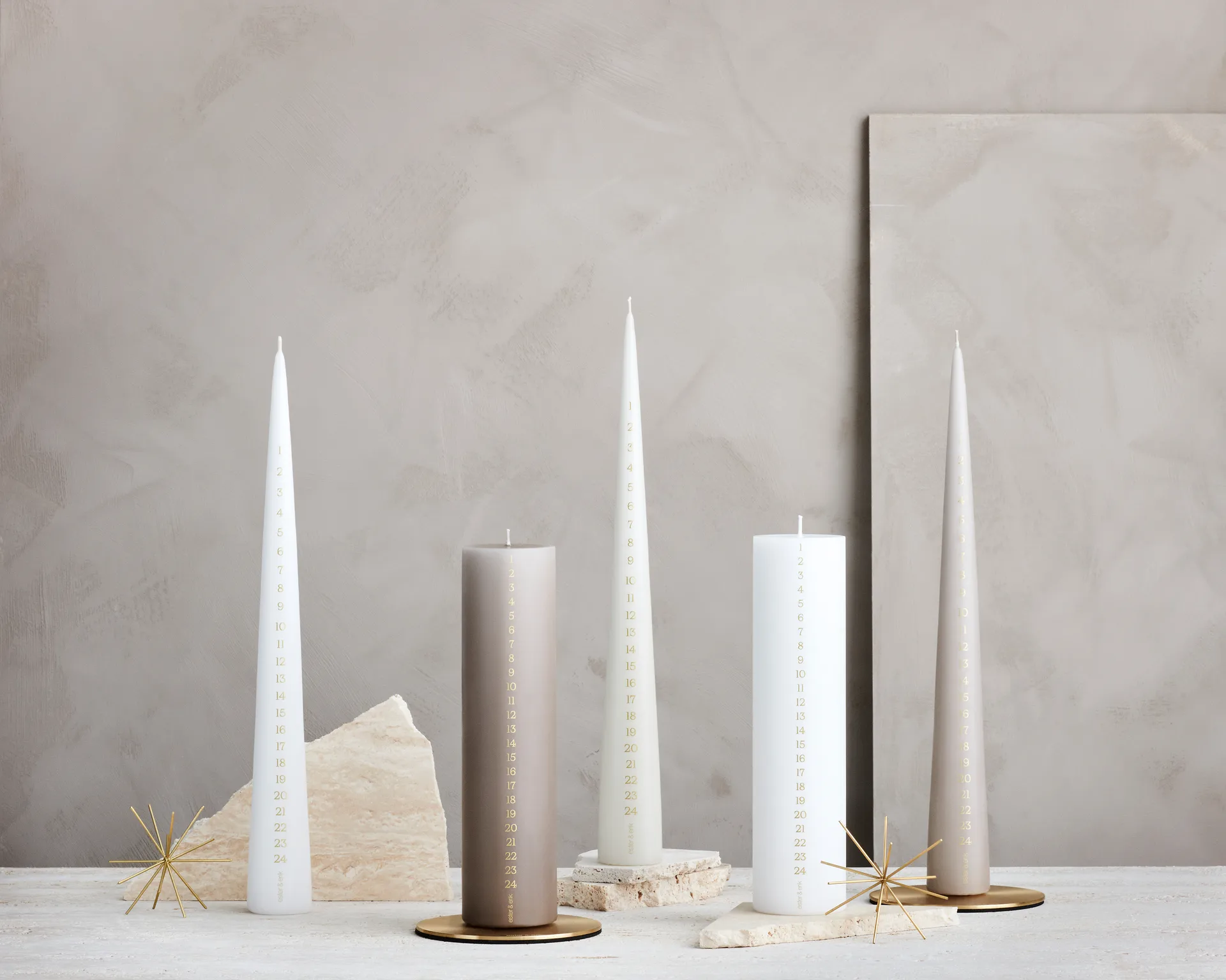 ester & erik advent 蜡烛 37 cm, 22 亚麻色 灰色 ester & erik