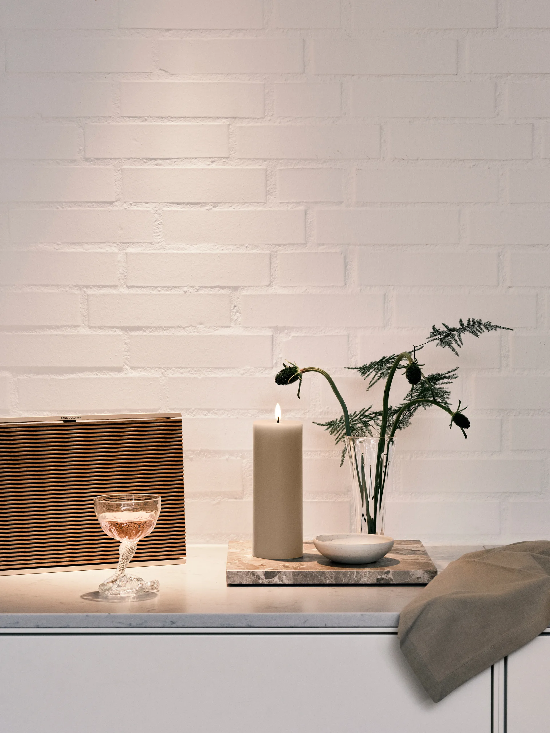 ester & erik pillar 蜡烛 LED, 22 Linen Grey, 20 cm ester & erik