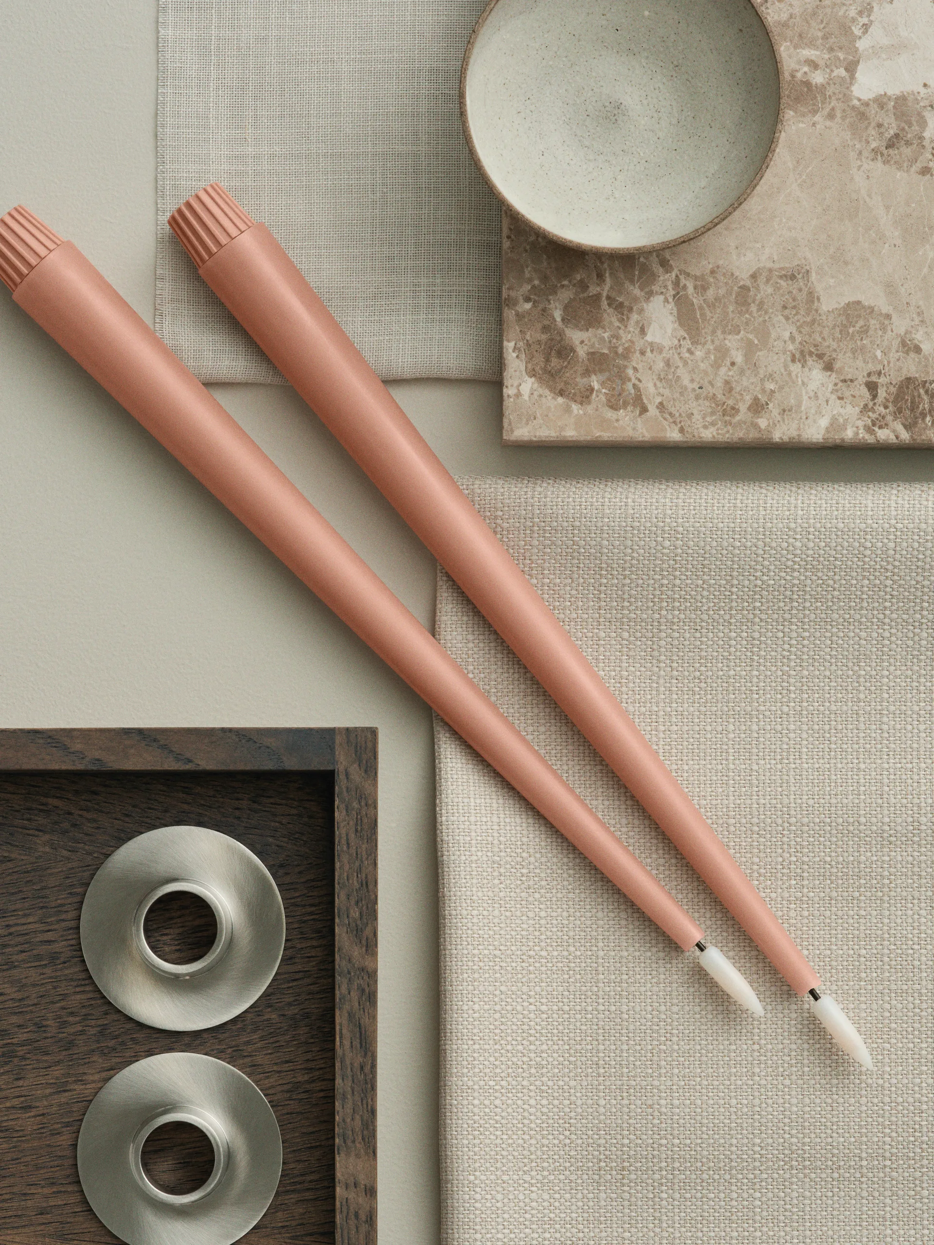 ester & erik taper 蜡烛 LED 两件套装, 20 Rosy caramel , 30 cm ester & erik