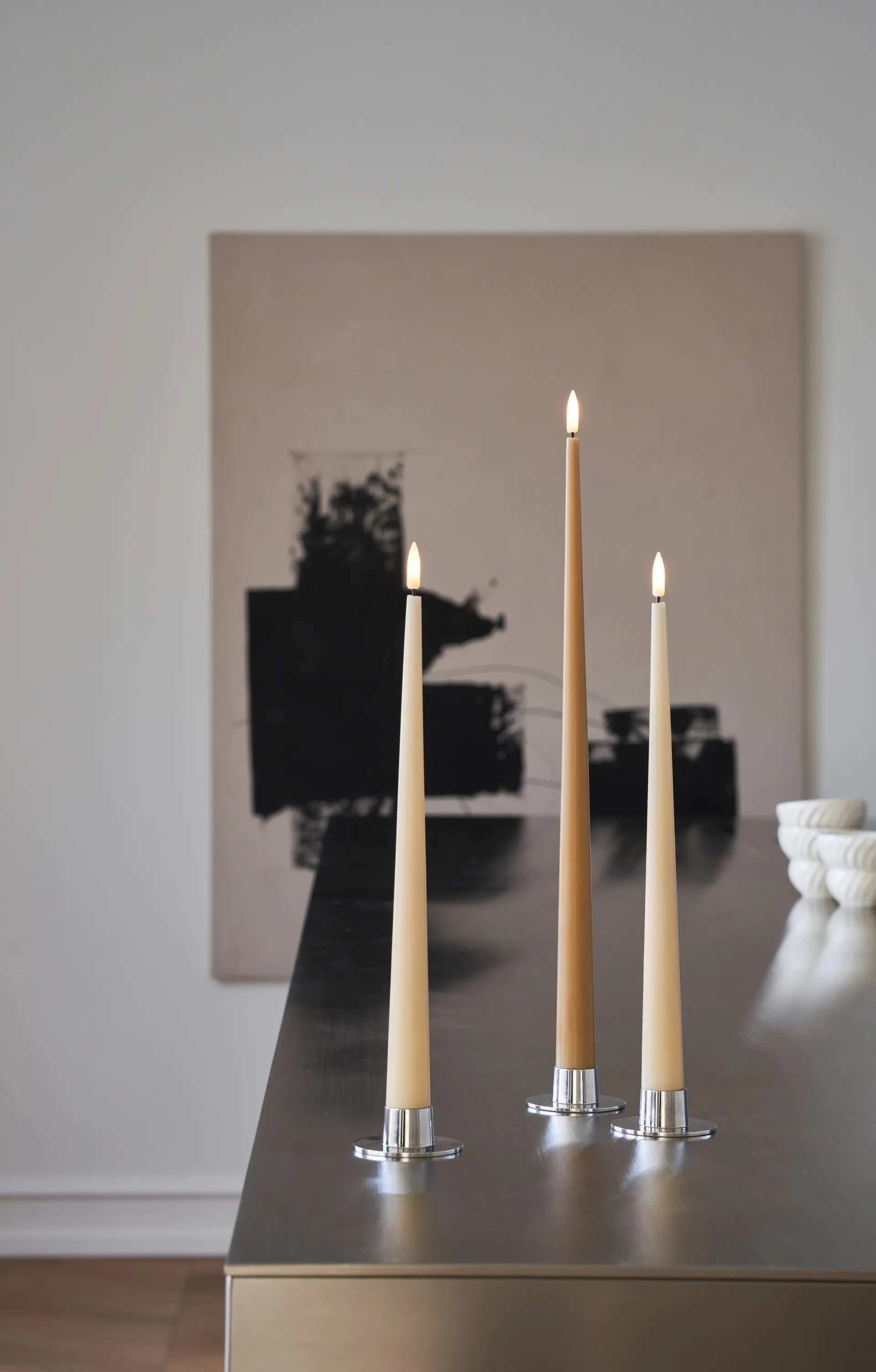 ester & erik taper 蜡烛 LED 两件套装, 27 Almond butter, 40 cm ester & erik