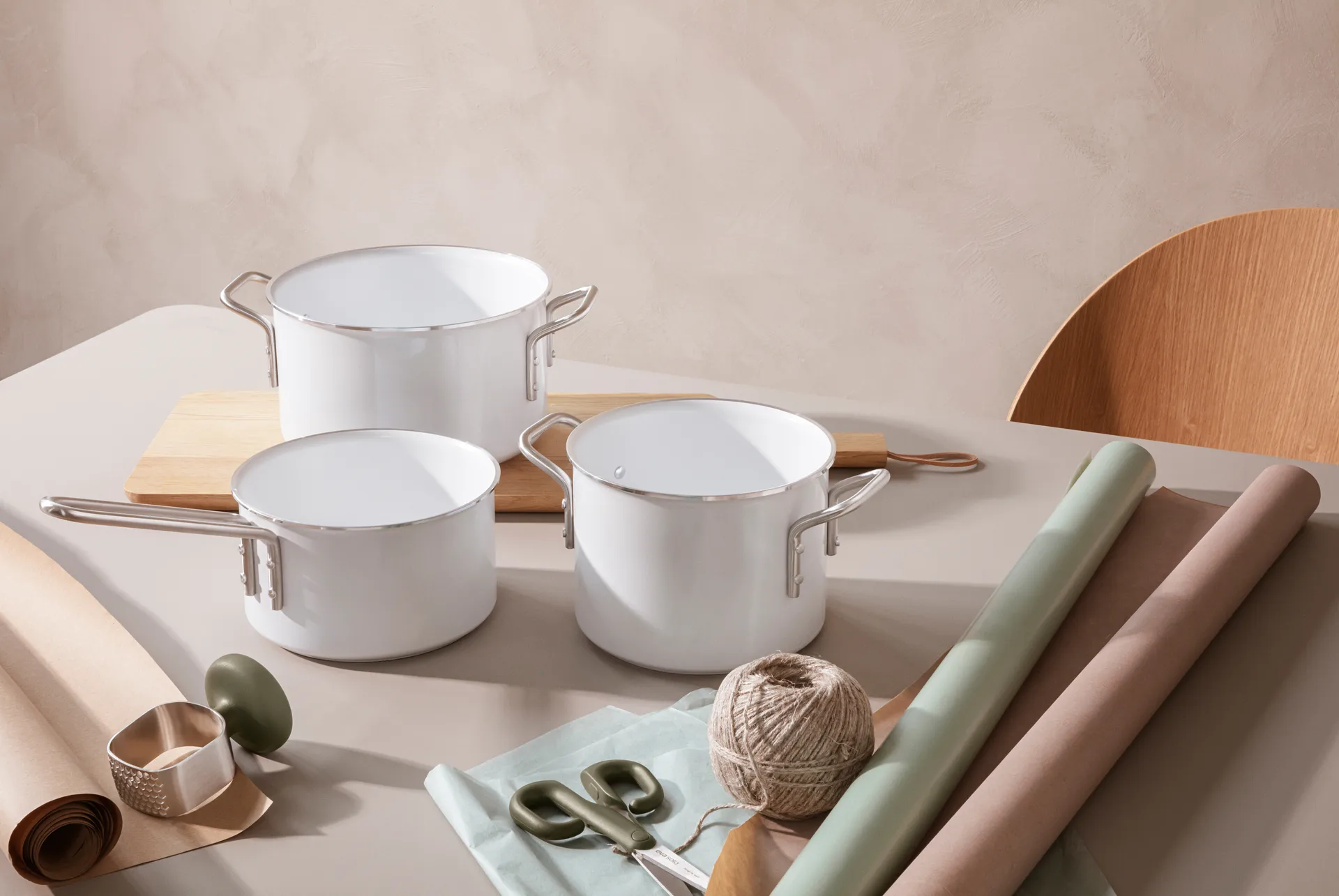Eva Trio White Line Slip-Let陶瓷汤锅, 1.1L Eva Solo