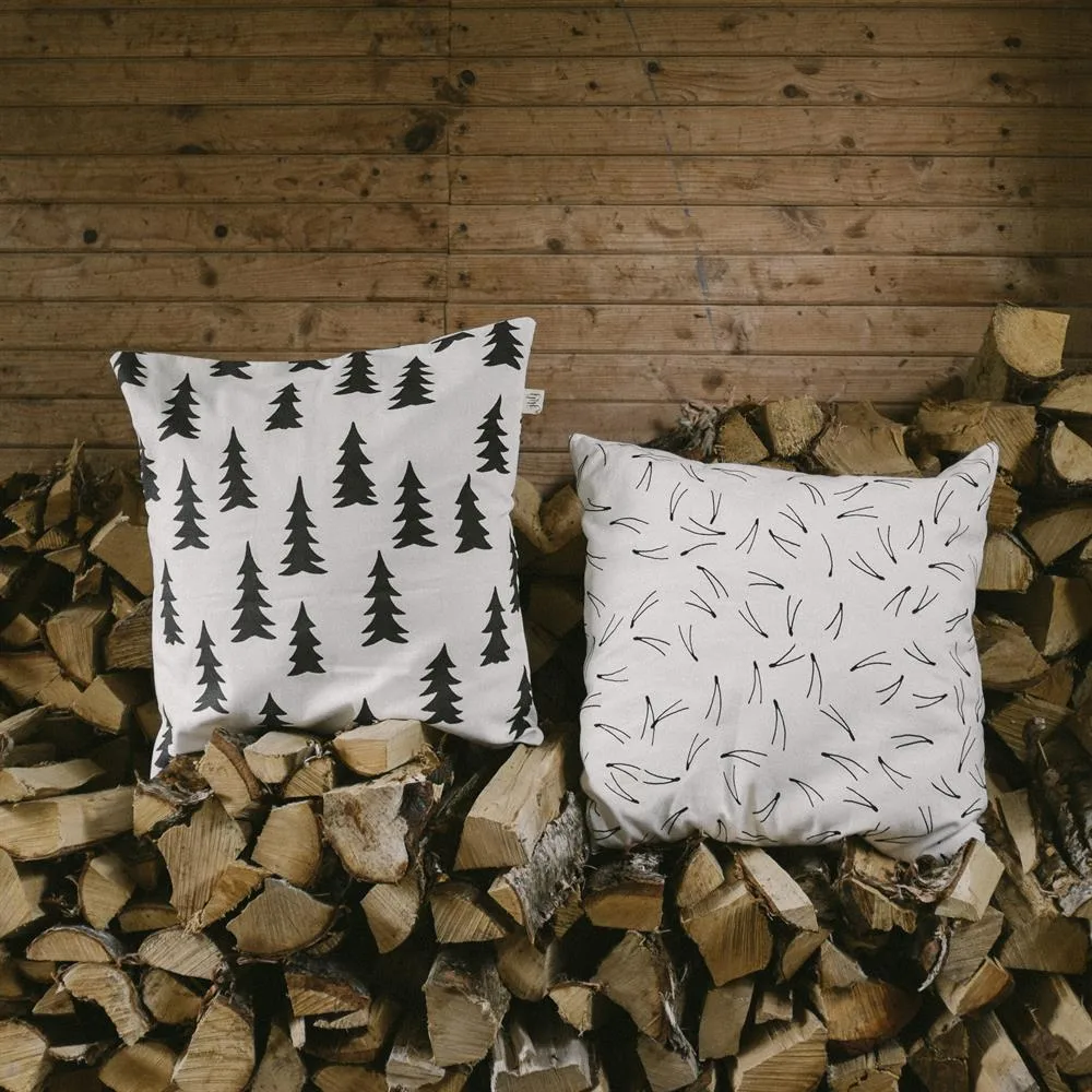 小松树/冷杉 北欧抱枕套  , 白色-黑色 Fine Little Day
