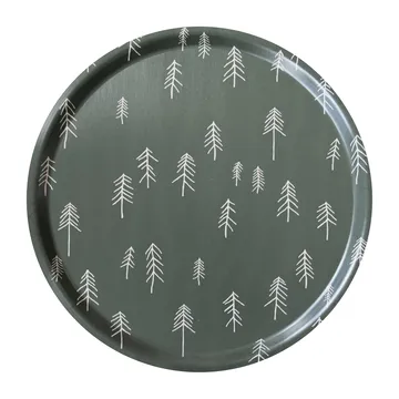 北欧手绘风木托盘 绿色小松树_圆形_38cm - 绿色小松树_圆形_38cm - Fine Little Day