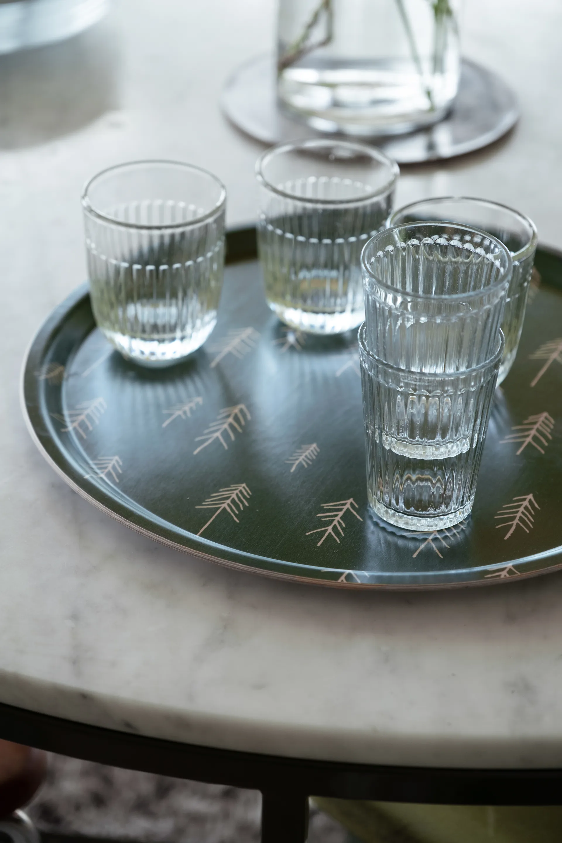 北欧手绘风木托盘 绿色小松树_圆形_38cm, 绿色小松树_圆形_38cm Fine Little Day