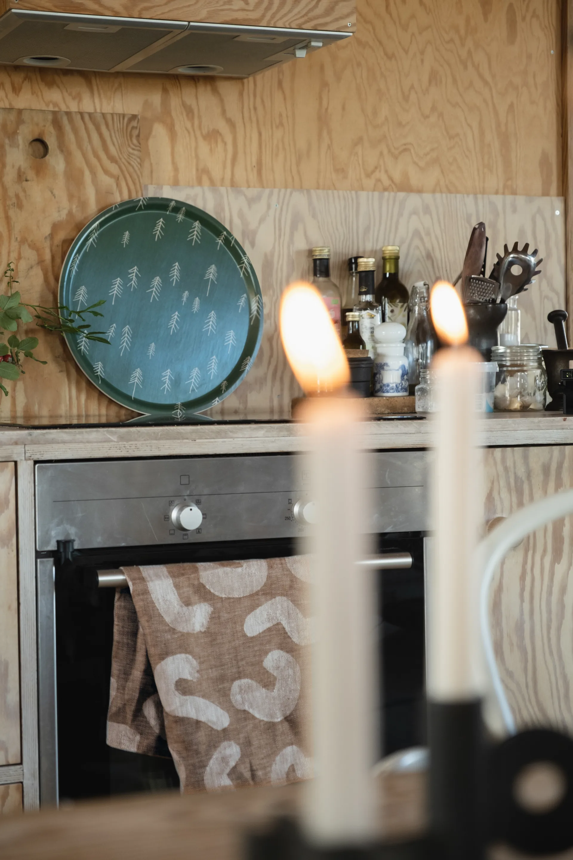 北欧手绘风木托盘 绿色小松树_圆形_38cm, 绿色小松树_圆形_38cm Fine Little Day