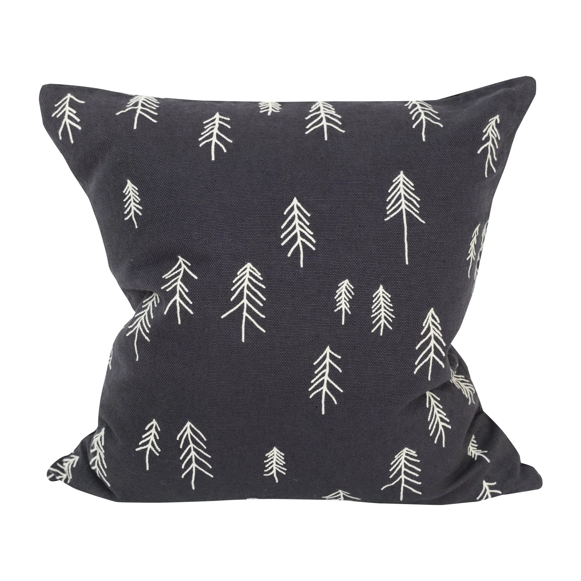 小松树/冷杉 北欧抱枕套 刺绣小松树 48x48cm, 刺绣小松树_午夜蓝_亚麻48x48cm Fine Little Day