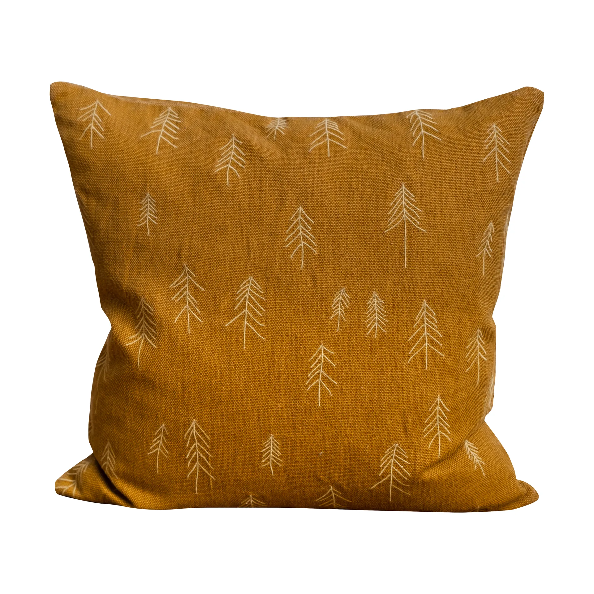 小松树/冷杉 北欧抱枕套 刺绣小松树 48x48cm, 刺绣小松树_姜黄色_亚麻48x48cm Fine Little Day