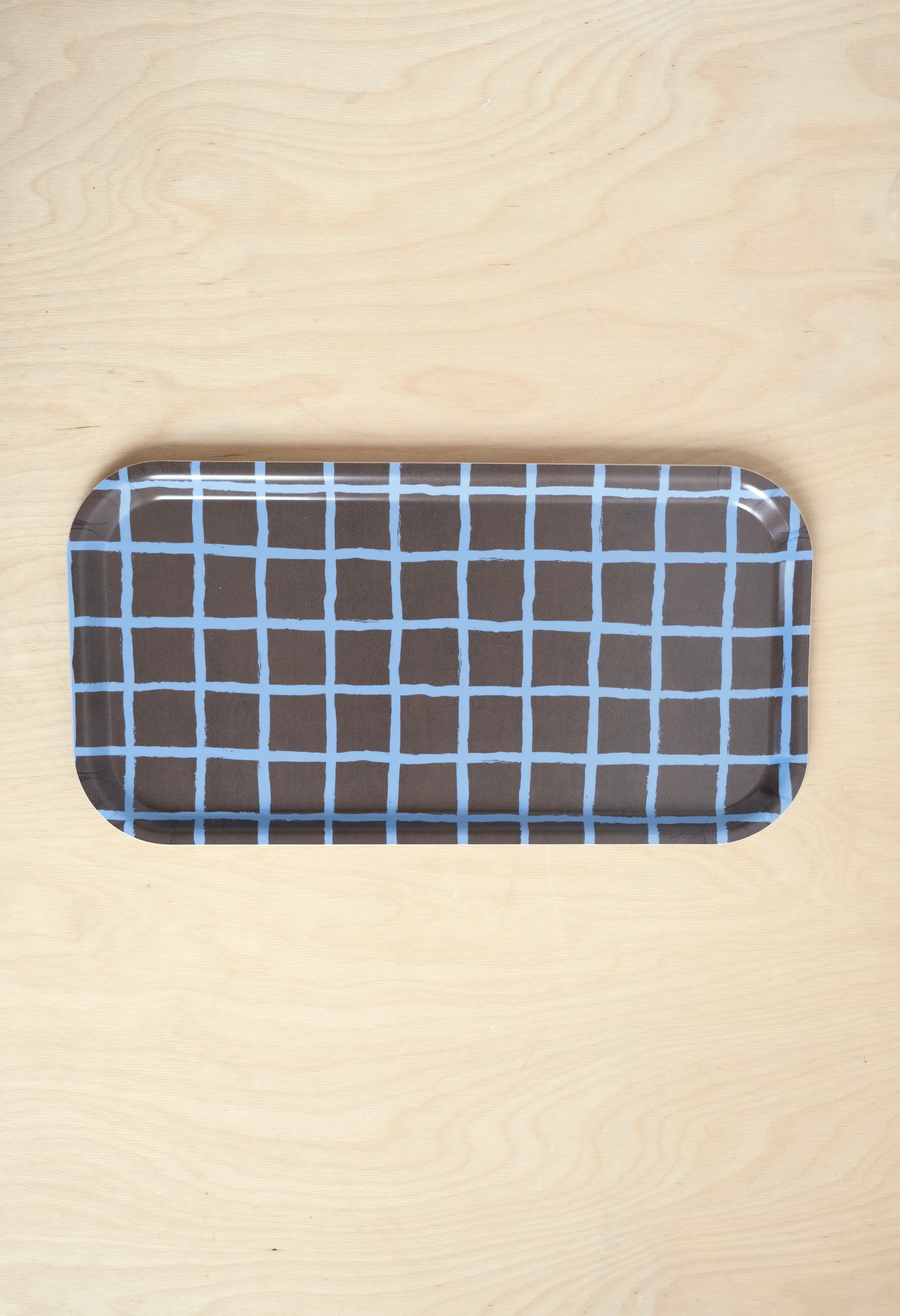格纹Checkered托盘_22x43cm, 棕色 Fine Little Day