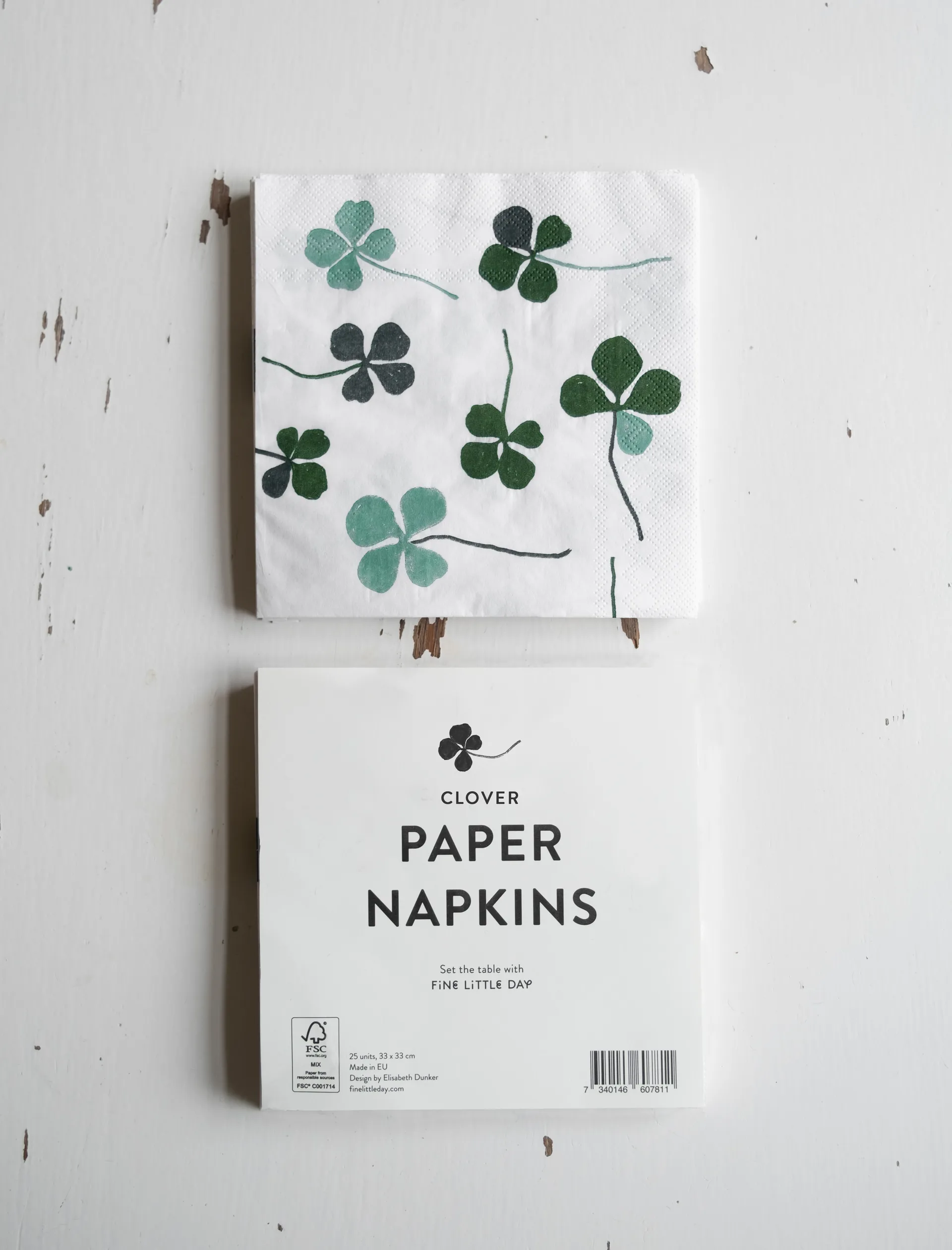 Clover napkin 25 pack, 白色-绿色 Fine Little Day