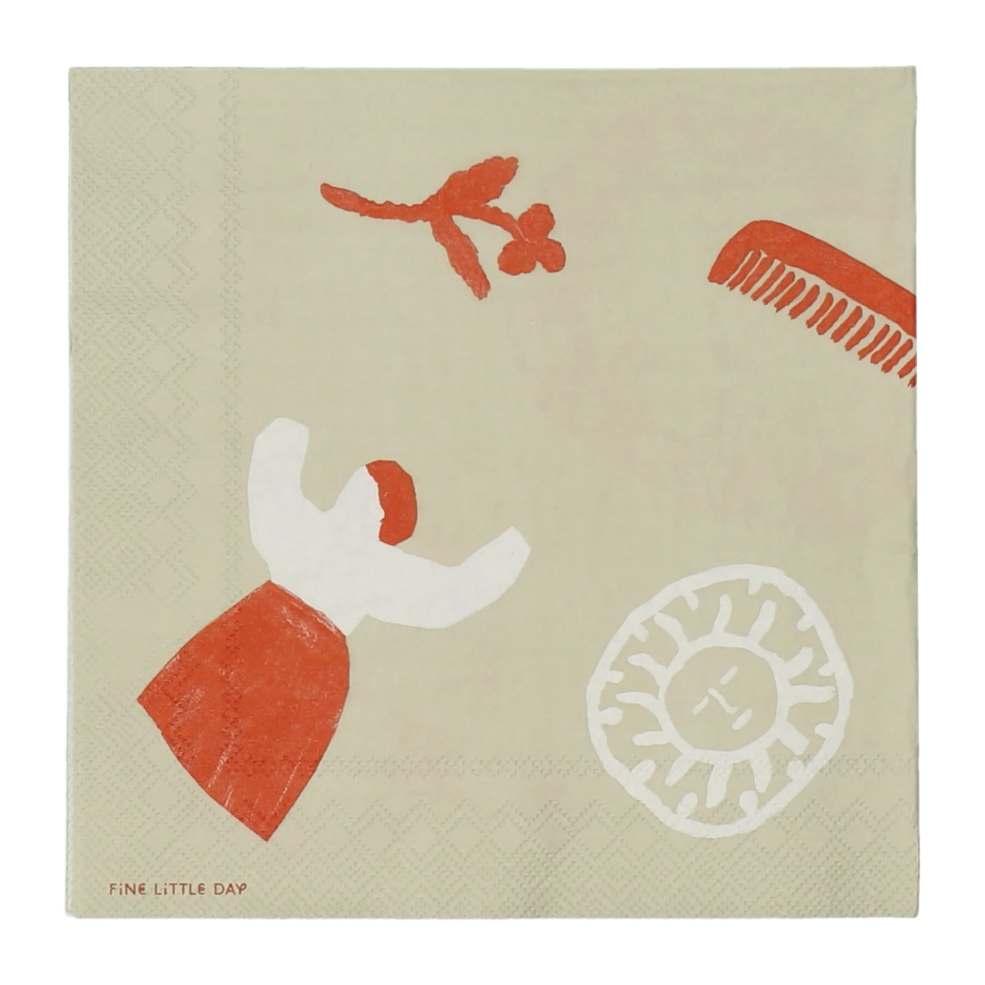 人物Figures印花餐巾_20包装, 米色_红色 Fine Little Day