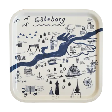 哥德堡Gothenburg托盘_32x32cm - 白色_蓝色 - Fine Little Day