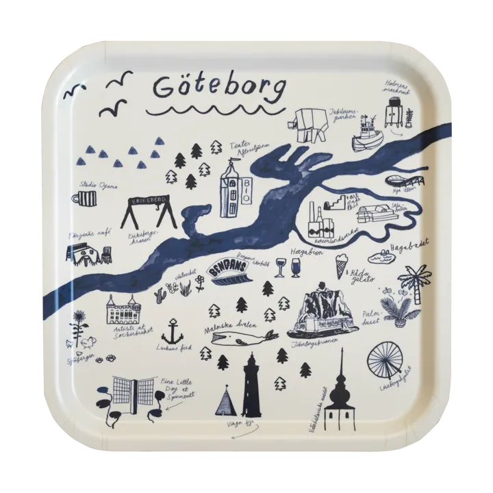 哥德堡Gothenburg托盘_32x32cm - 白色_蓝色 - Fine Little Day