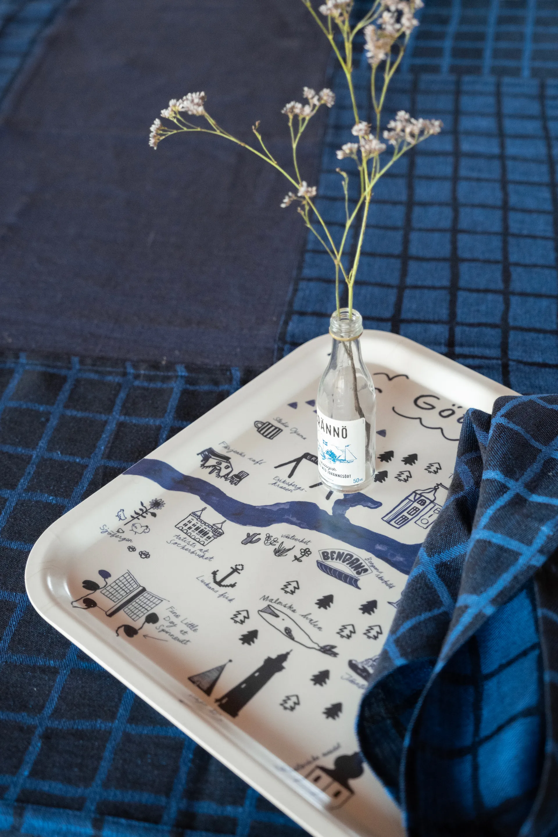 哥德堡Gothenburg托盘_32x32cm, 白色_蓝色 Fine Little Day