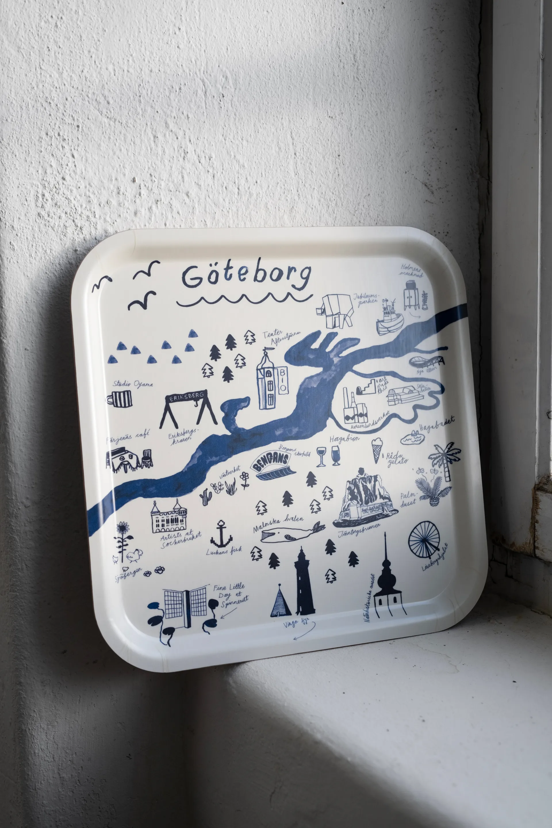 哥德堡Gothenburg托盘_32x32cm, 白色_蓝色 Fine Little Day
