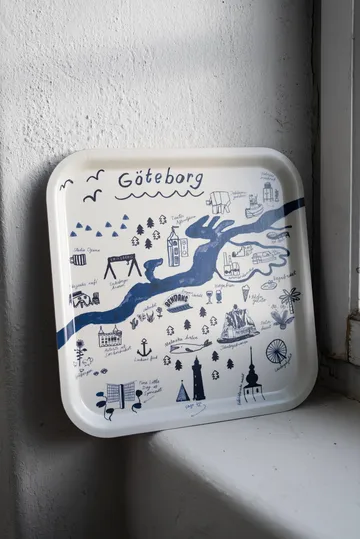 哥德堡Gothenburg托盘_32x32cm - 白色_蓝色 - Fine Little Day