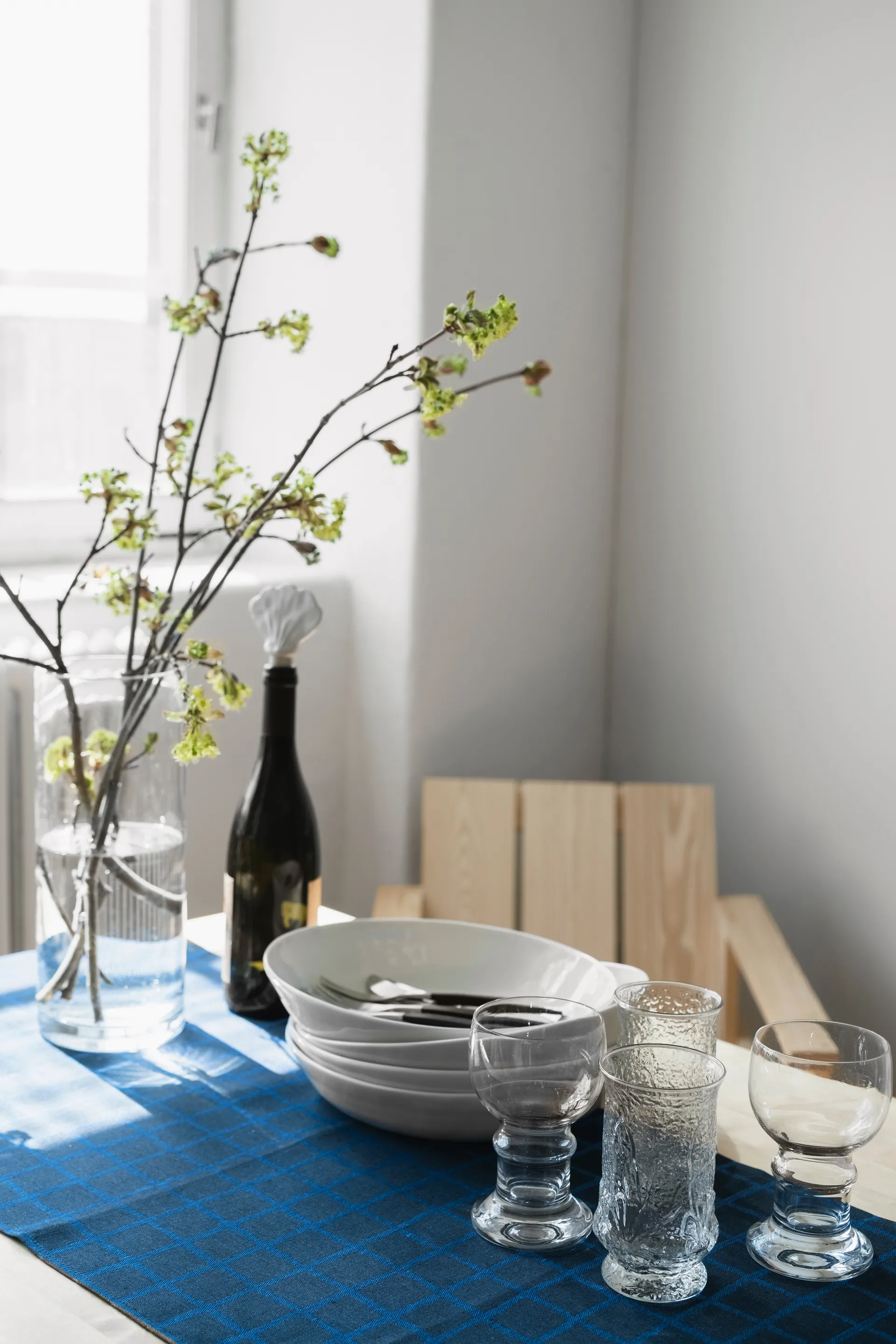 Rutig jacquard-woven 桌旗 45x150 cm, Blue-black Fine Little Day