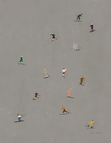 Skiers 海报 40x50 cm - 灰色 - Fine Little Day