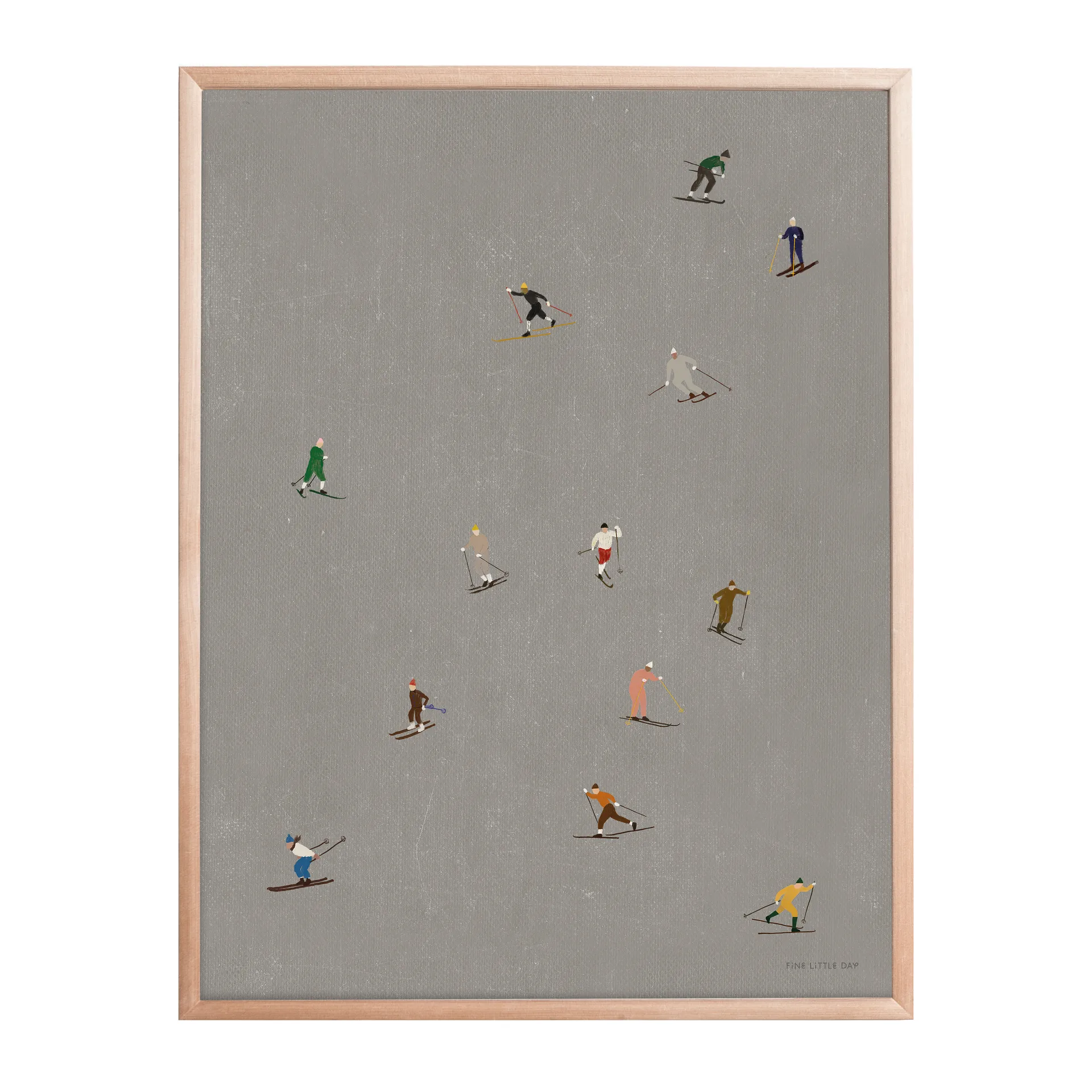 Skiers 海报 40x50 cm, 灰色 Fine Little Day