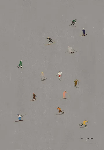 Skiers 海报 50x70 cm - 灰色 - Fine Little Day