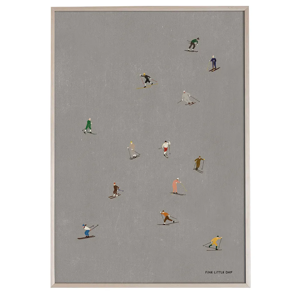 Skiers 海报 50x70 cm, 灰色 Fine Little Day