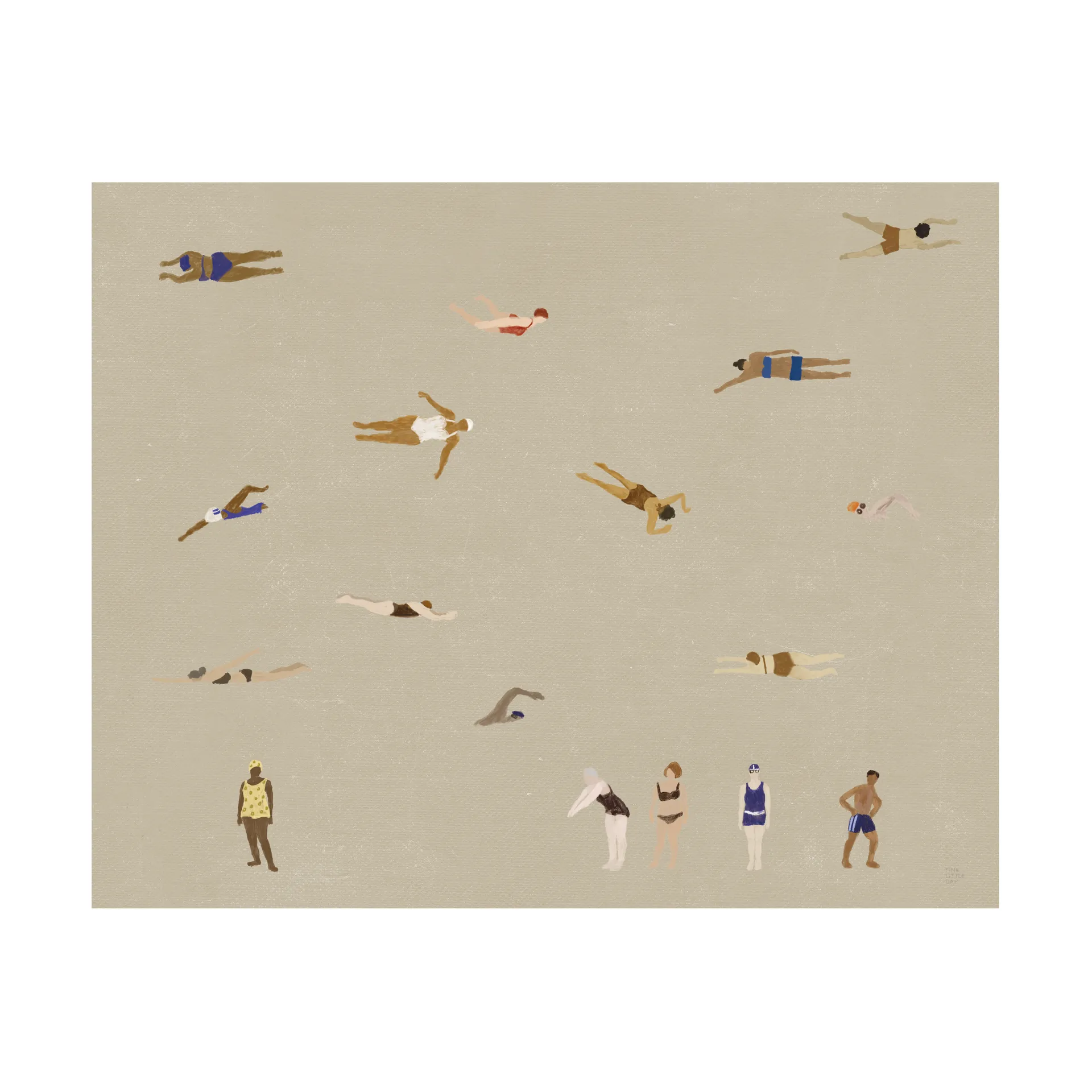 Swimmers 海报, 米色, 40x50 cm Fine Little Day