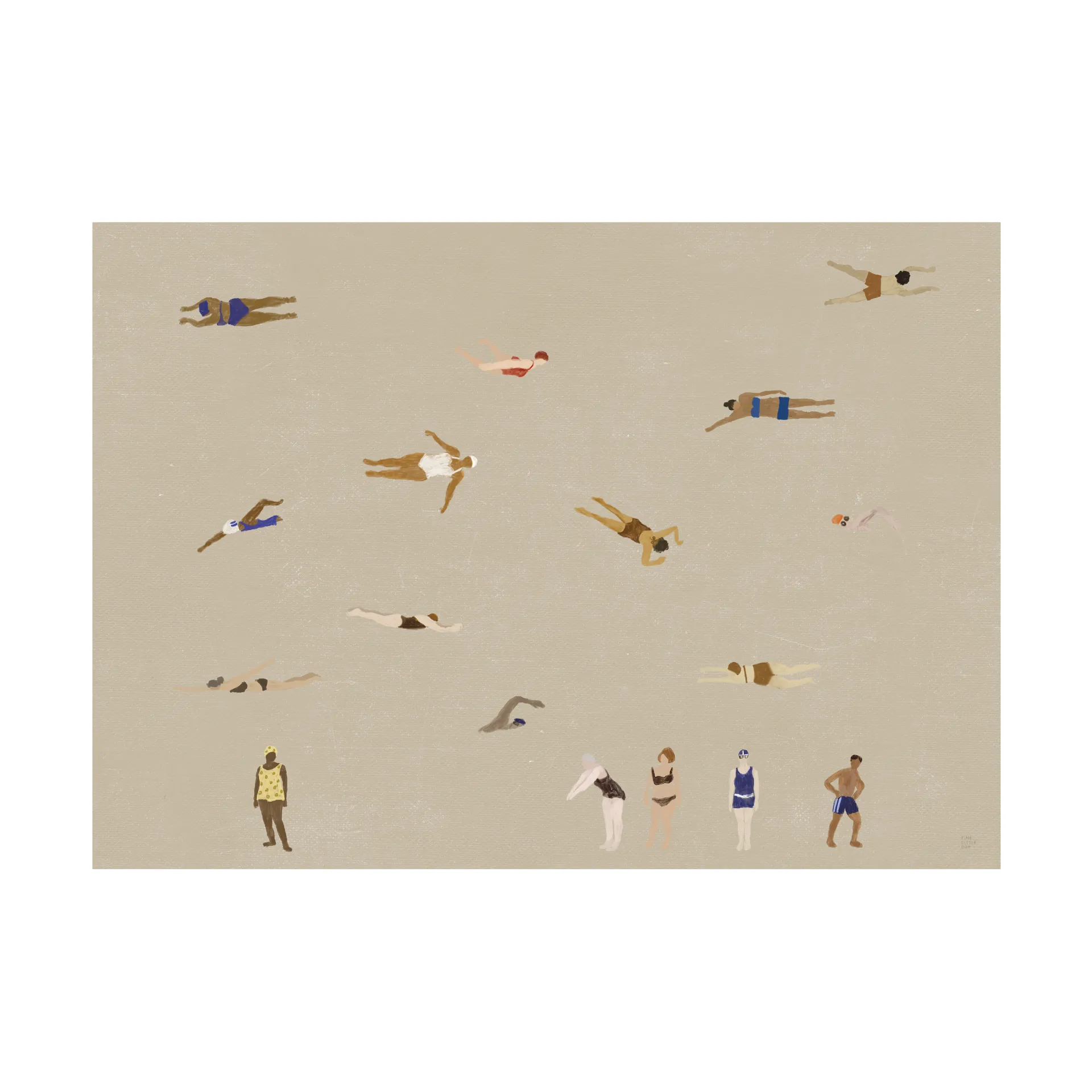 Swimmers 海报, 米色, 50x70 cm Fine Little Day