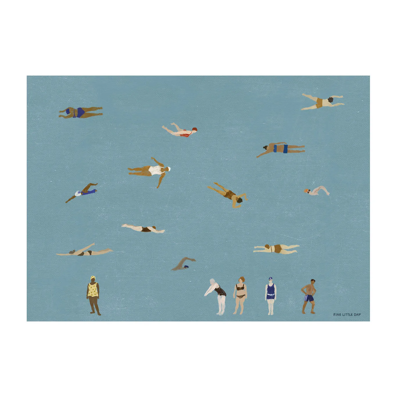 游泳者Swimmers主题海报, 蓝色_50x70cm Fine Little Day