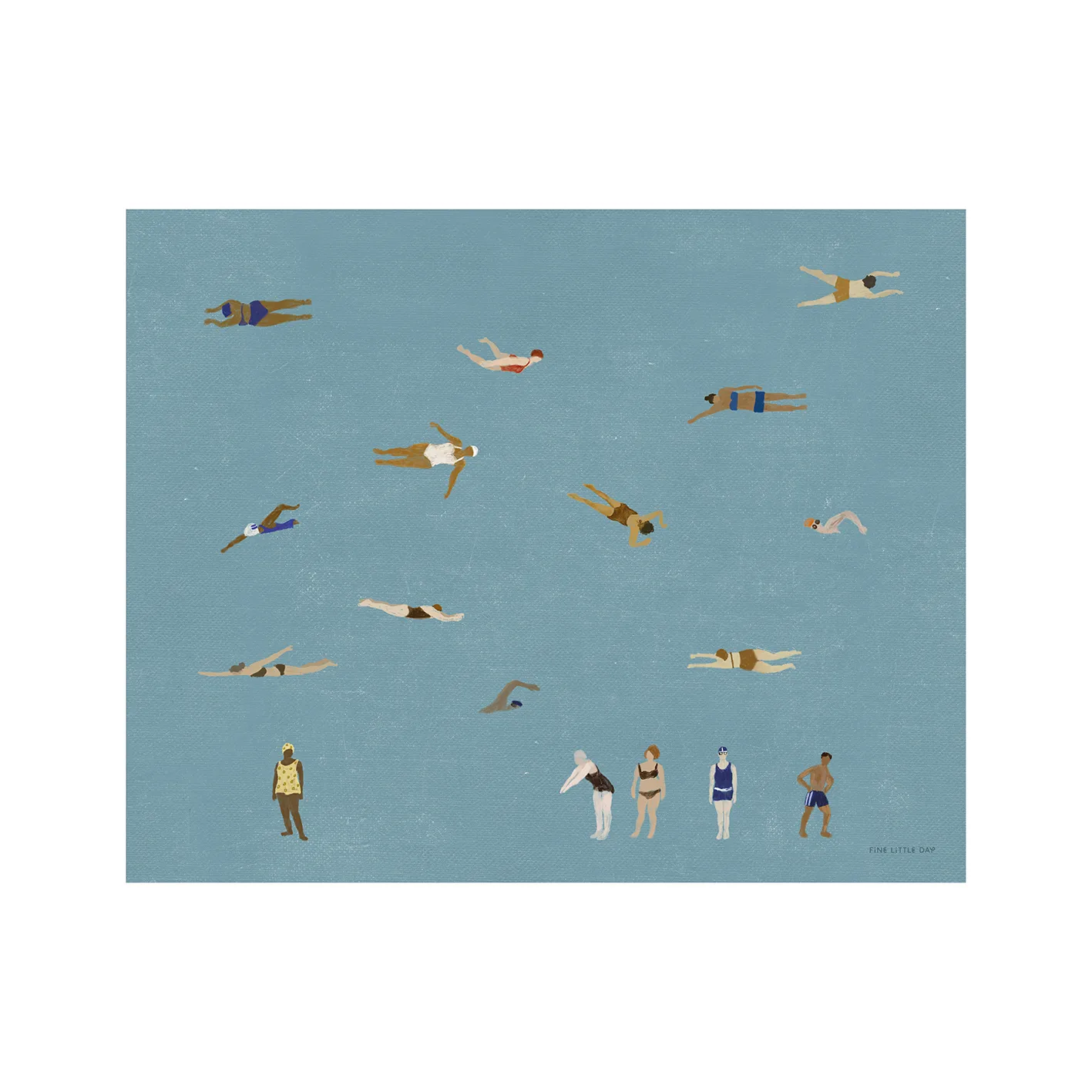 游泳者Swimmers主题海报, Blue, 40x50 cm Fine Little Day
