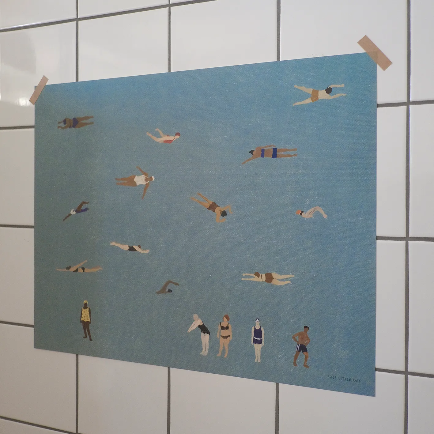 游泳者Swimmers主题海报, Blue, 40x50 cm Fine Little Day