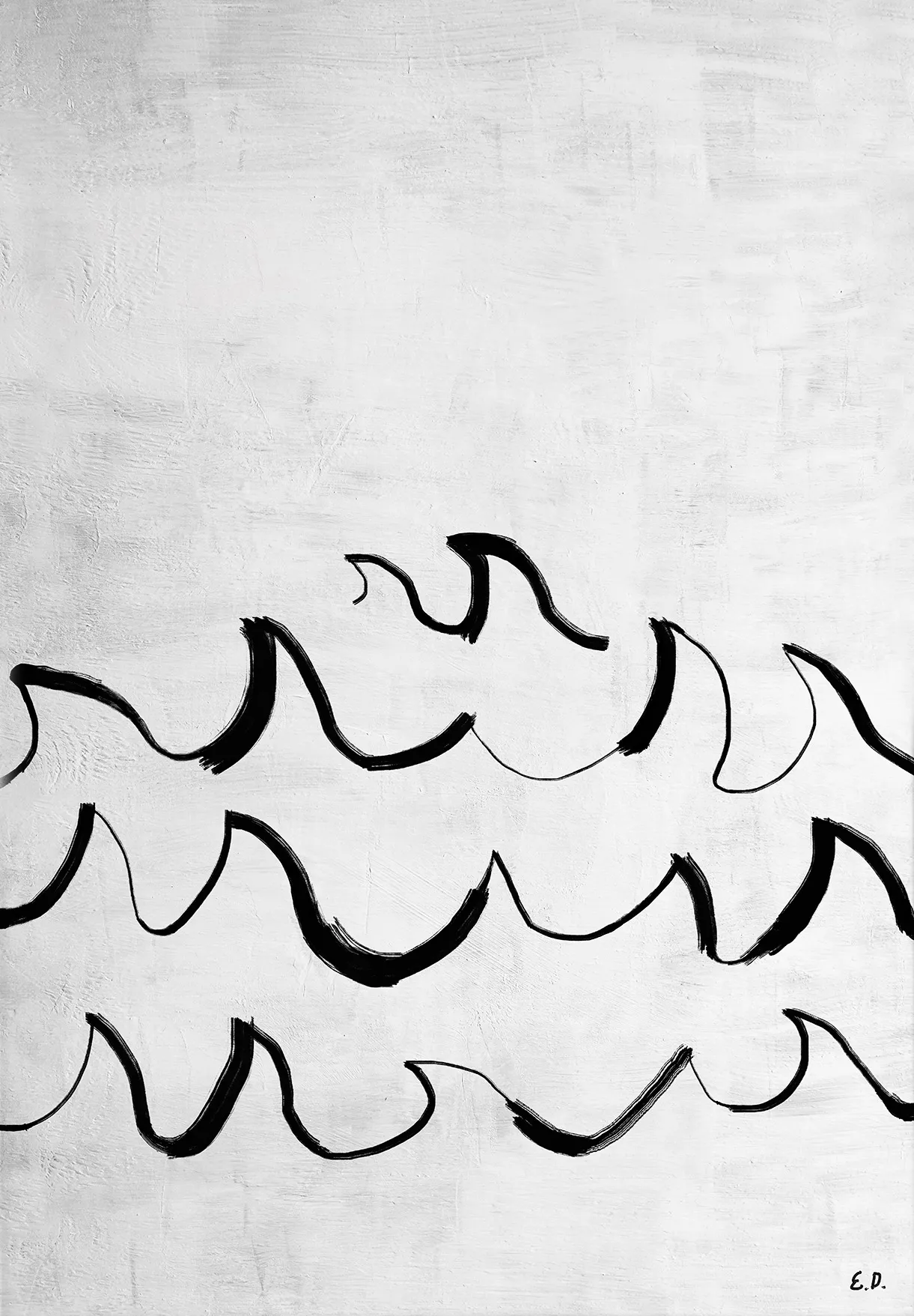 Wave 海报 50x70 cm, 黑色配白色 Fine Little Day