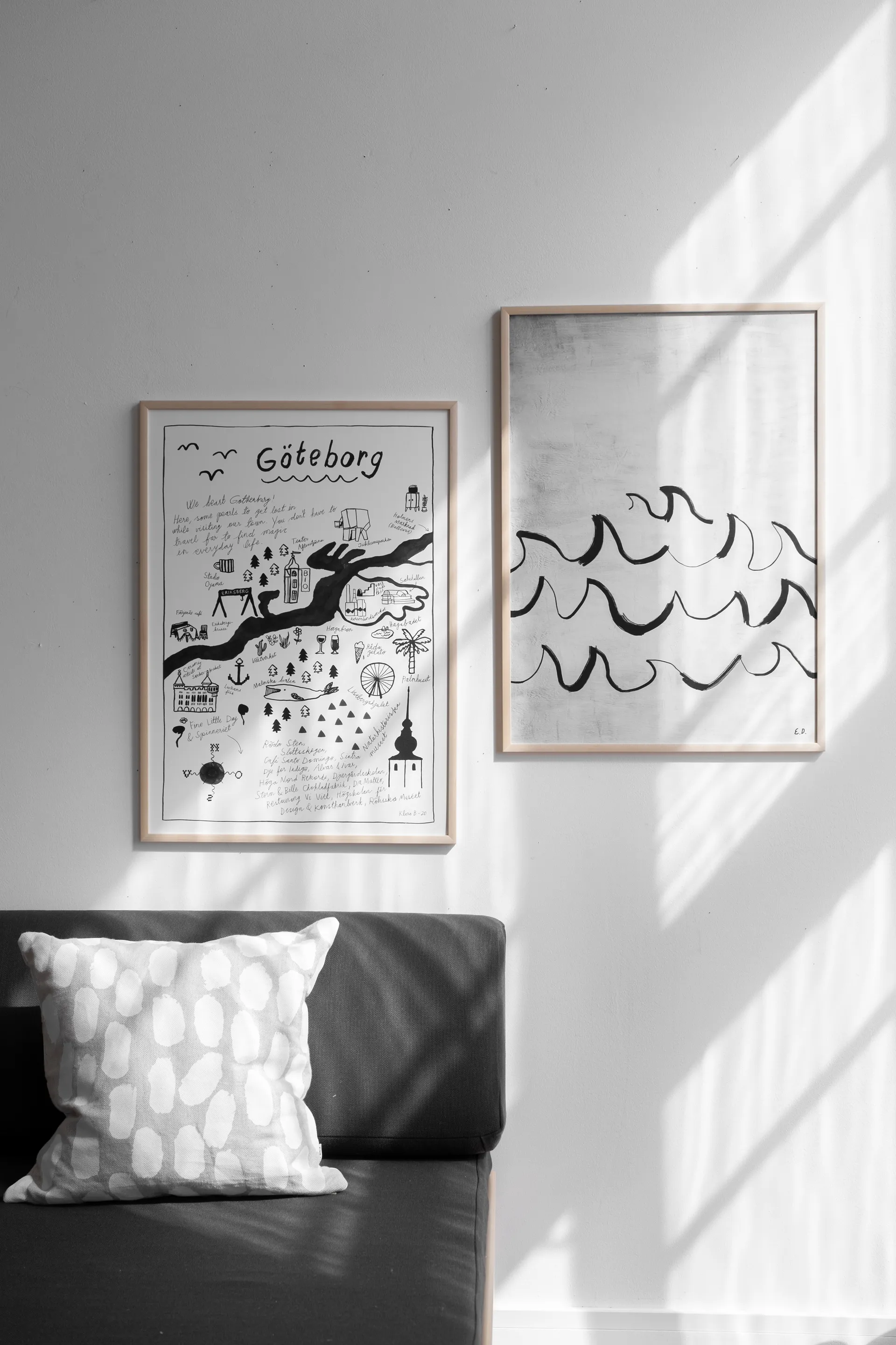 Wave 海报 50x70 cm, 黑色配白色 Fine Little Day