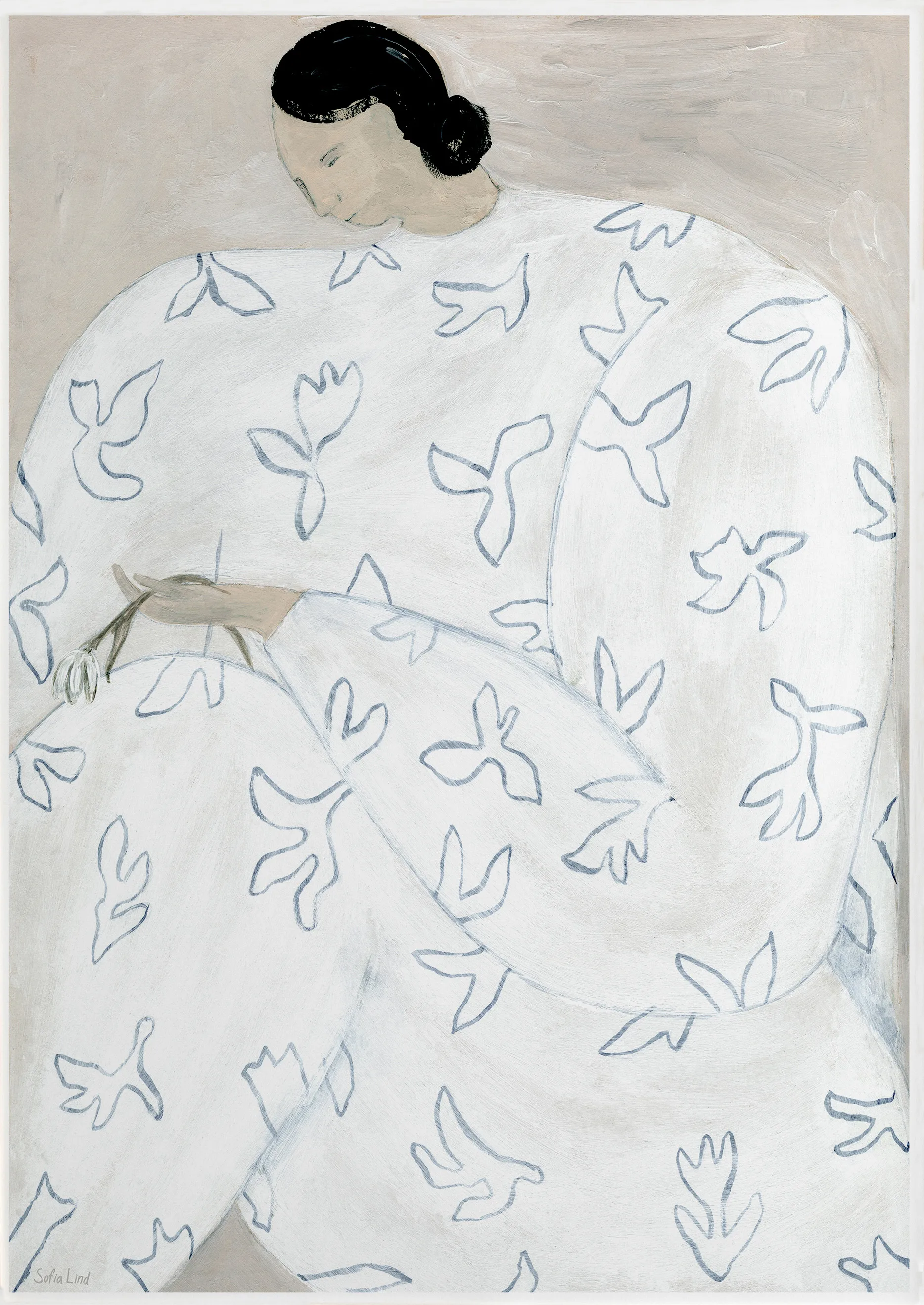 White Flower 花卉装饰画海报50x70cm, 裸色 Fine Little Day