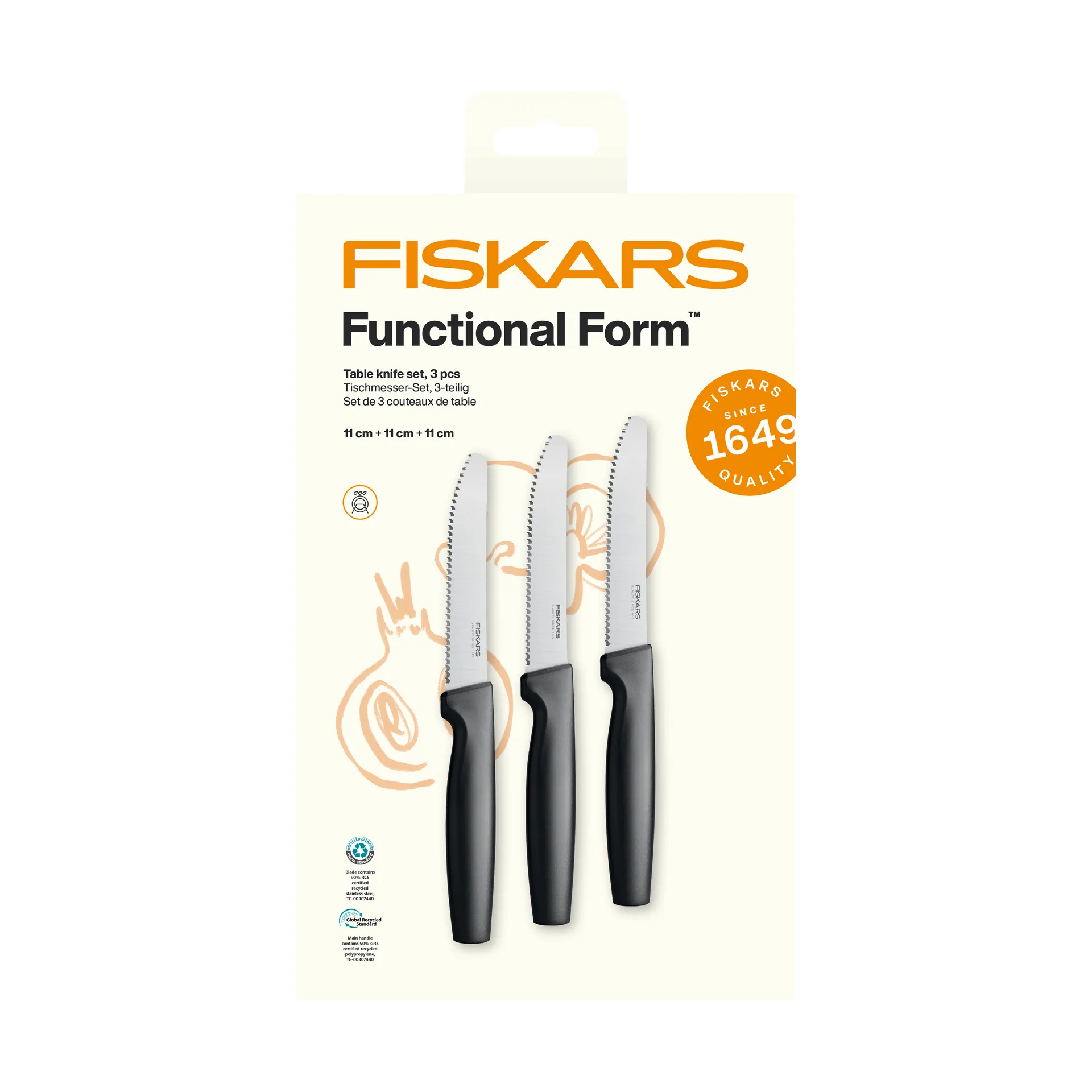 Functional Form不锈钢餐刀套装, 不锈钢_3件装 Fiskars