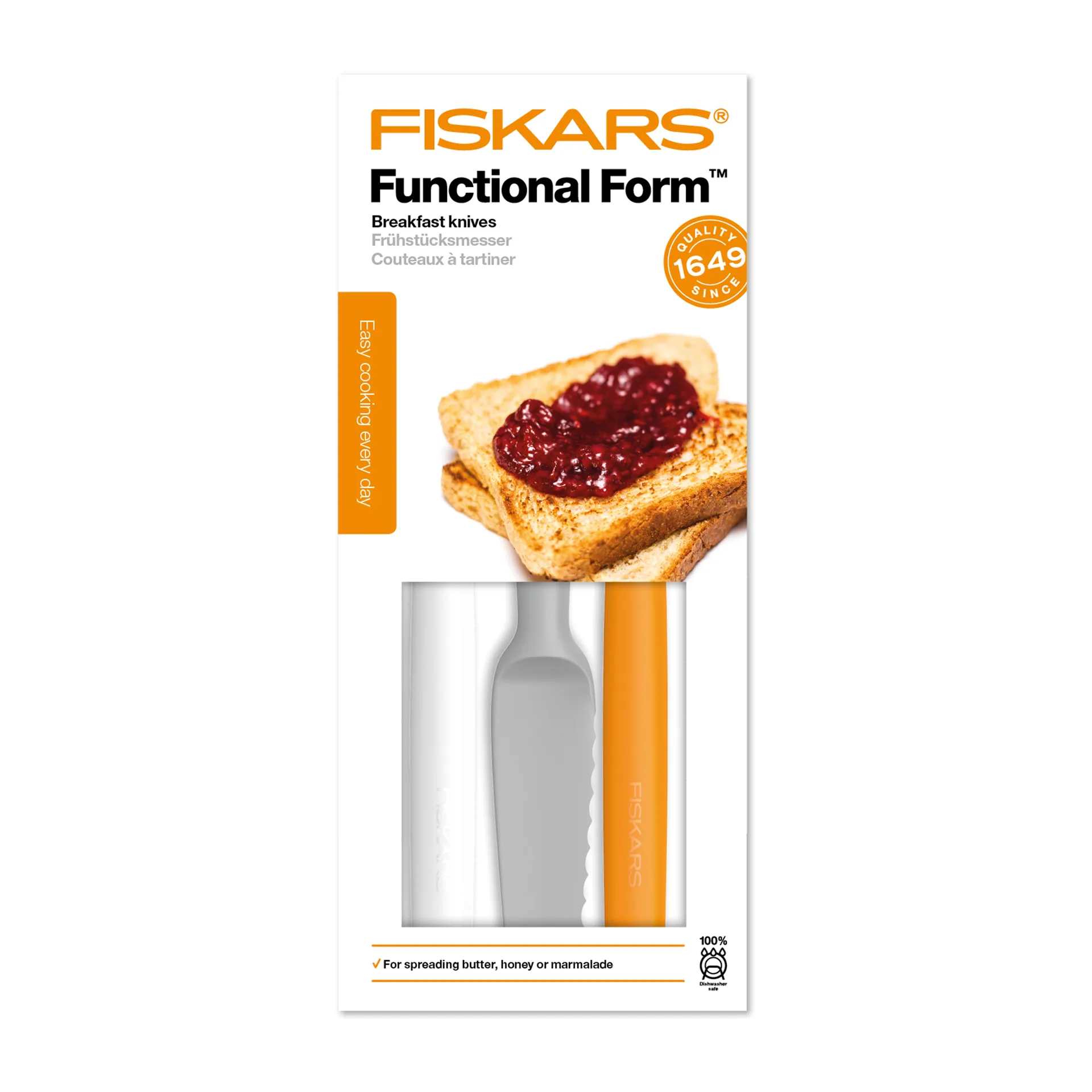 Functional Form butter knife 三件套装, 灰色-橘色-白色 Fiskars