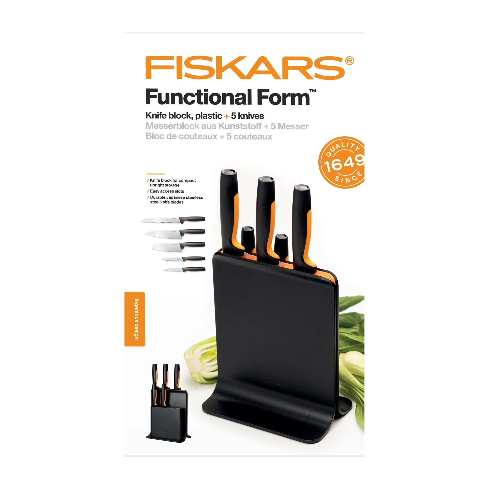 Functional Form plastic 刀座with 5 knives, 6 pieces Fiskars