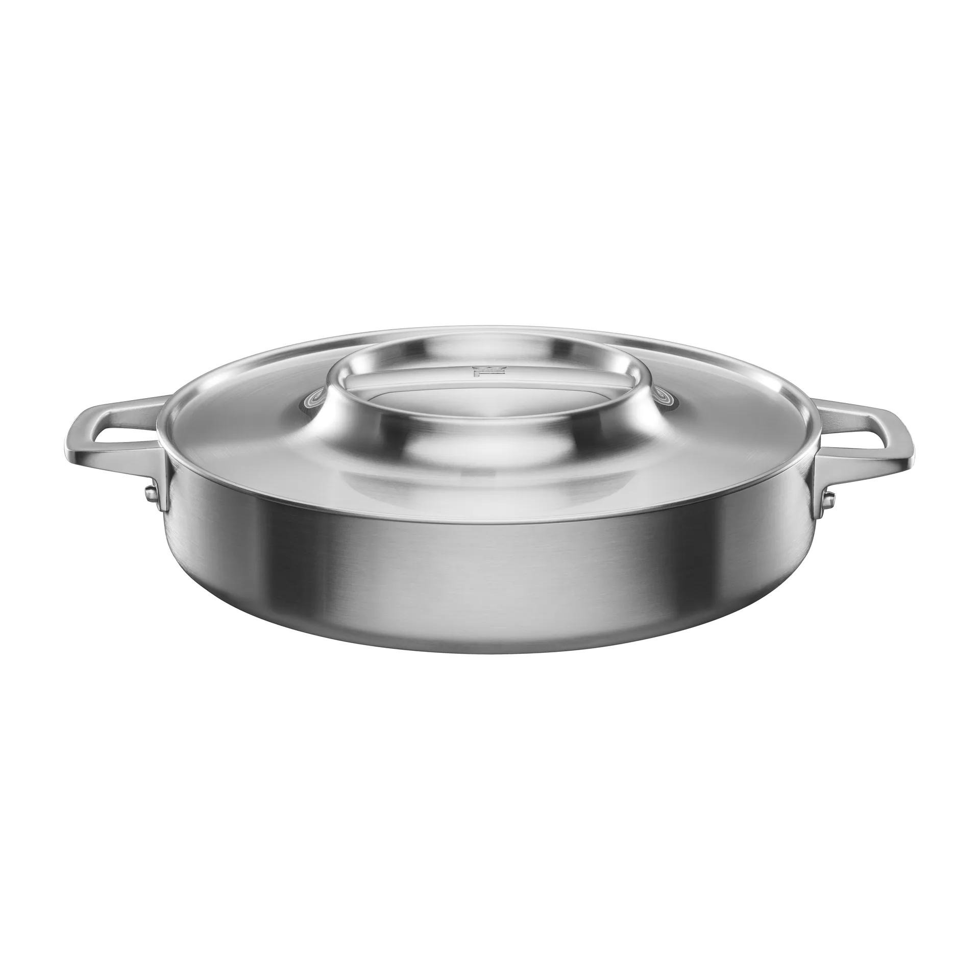 Norden Steel 2023 不锈钢煎锅/炒锅/炖锅 平底 双耳煎锅 不粘锅有涂层 含盖 , Ø28cm Fiskars