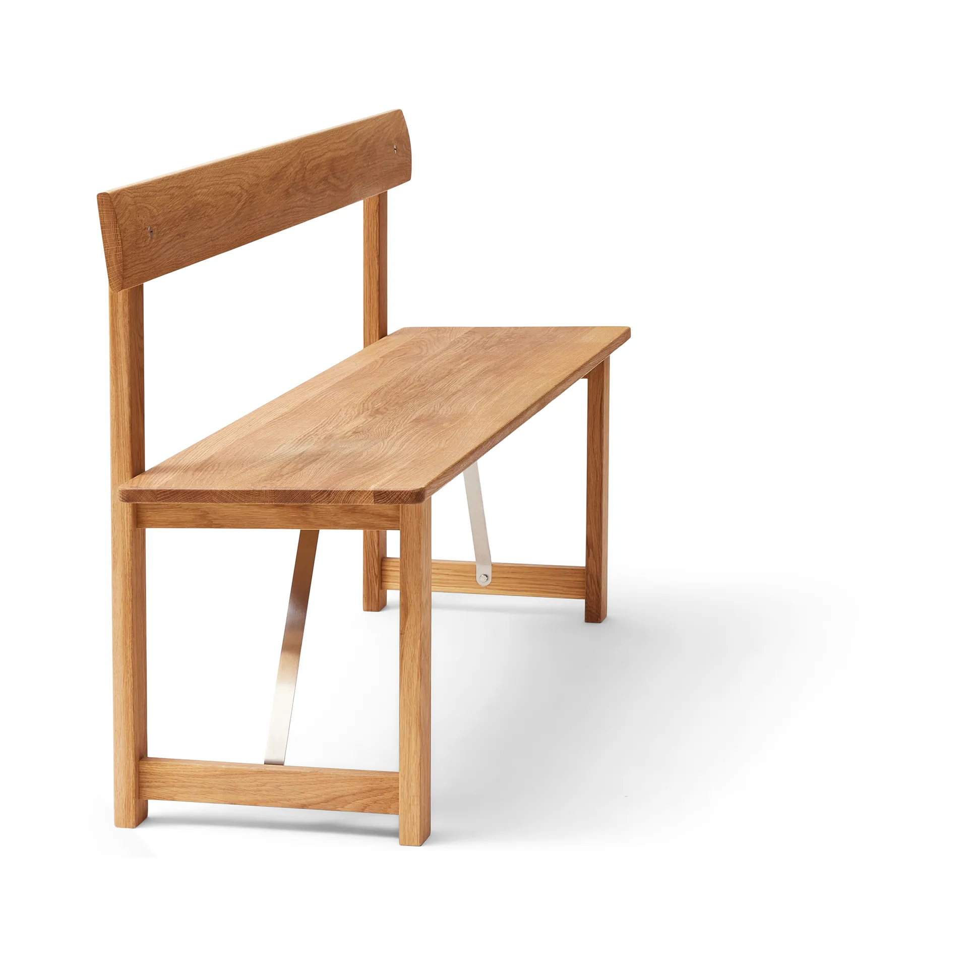 Position 长椅 155 cm, 自然木色-steel Form & Refine