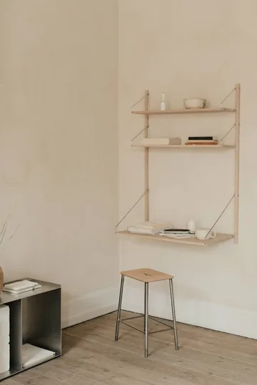 Adam 凳子 - Raw steel-natural leather, H:50 cm - FRAMA