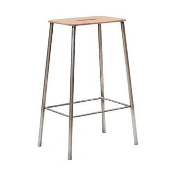 Adam 凳子 - Raw steel-natural leather, H:65 cm - FRAMA
