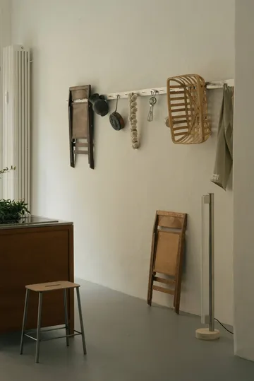 Adam 凳子 - Raw steel-natural leather, H:65 cm - FRAMA