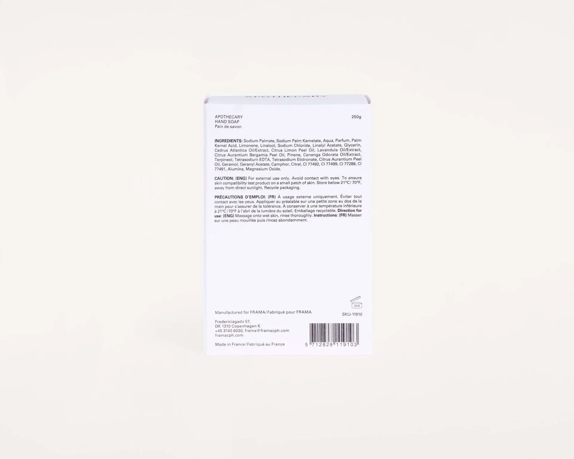 FRAMA 固体香皂 250 g, Apothecary FRAMA