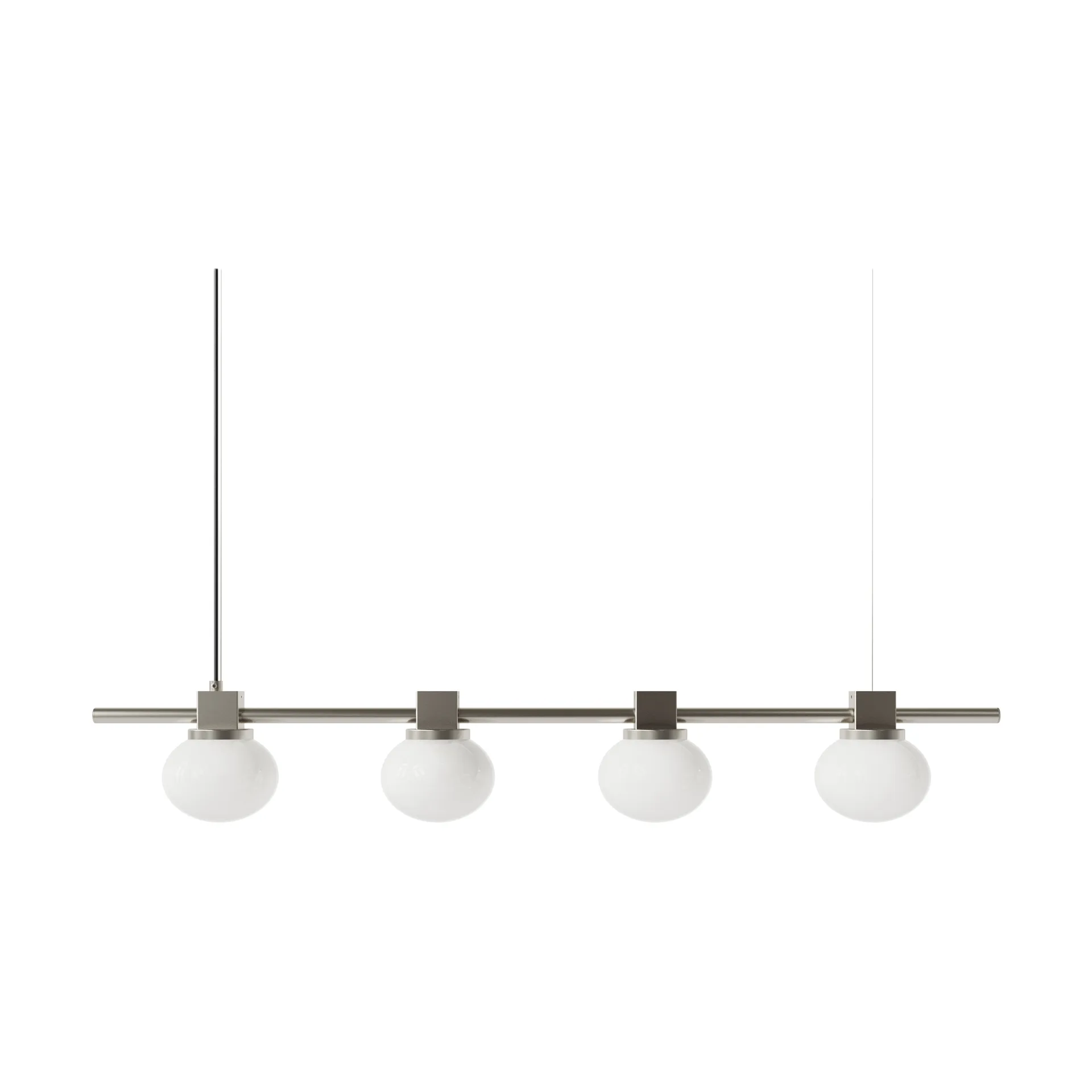 Ovoid Pendant Light Quadruple 吊灯, 不锈钢，乳白玻璃 FRAMA