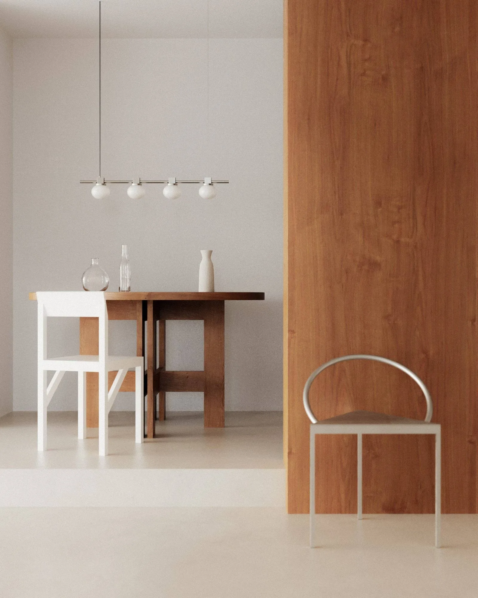 Ovoid Pendant Light Quadruple 吊灯, 不锈钢，乳白玻璃 FRAMA