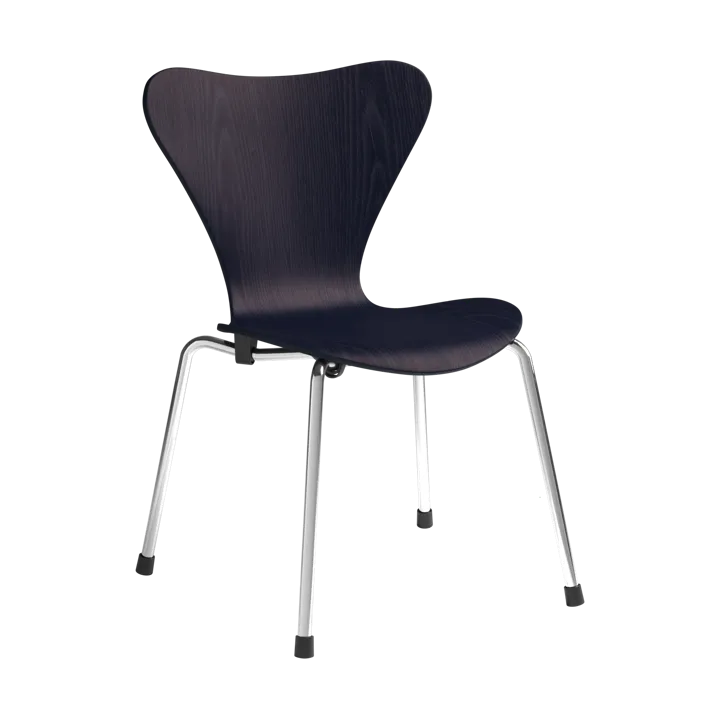 3177 Series 7 儿童椅子 - Midnight blue painted ash-铬色 - Fritz Hansen